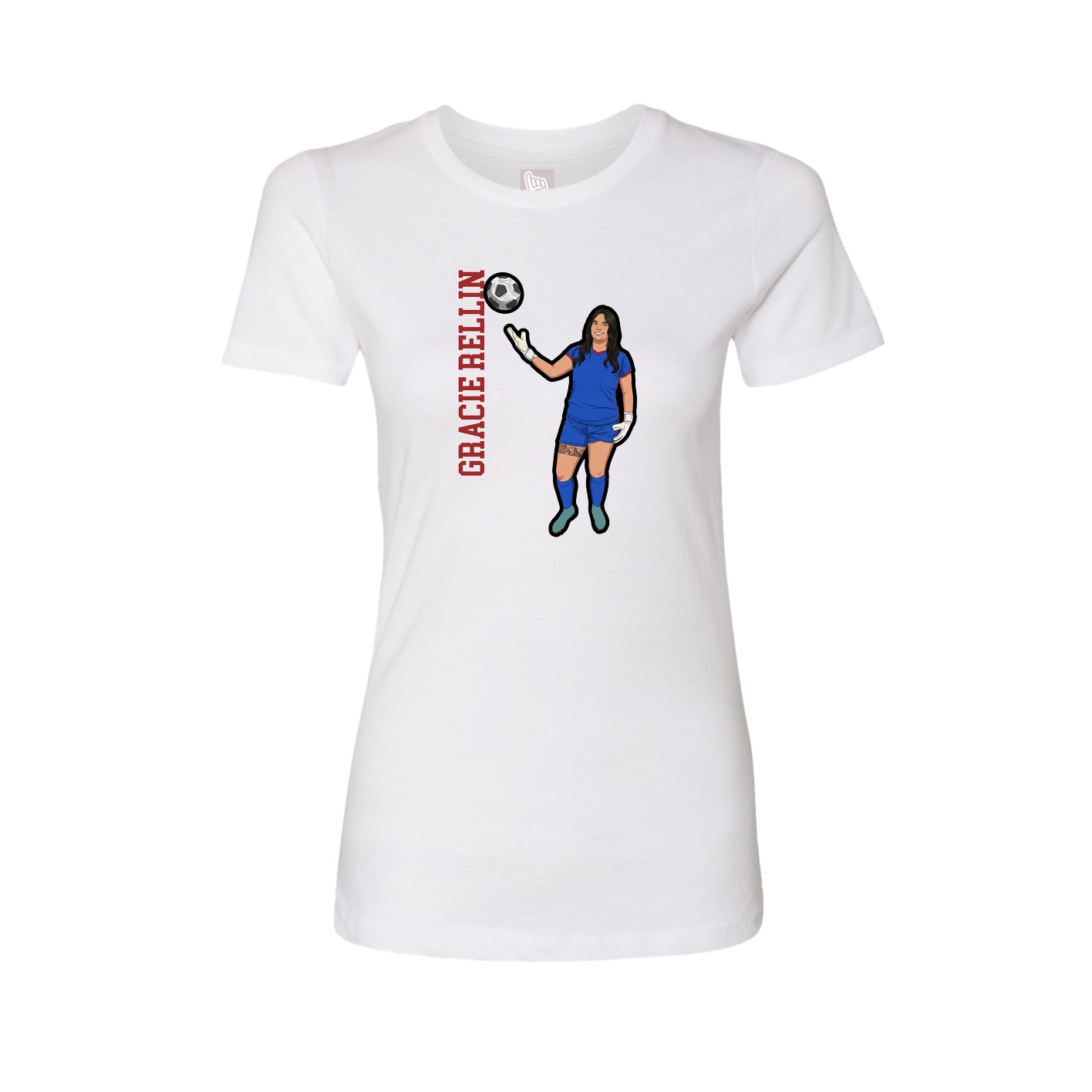 Fitted Women's Tee — Name Vertical in White