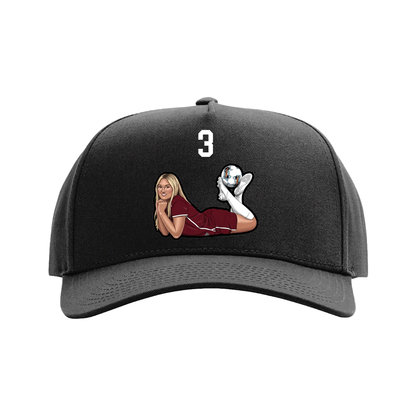 Full Fabric Five-Panel Champ Cap — Number Top in Black