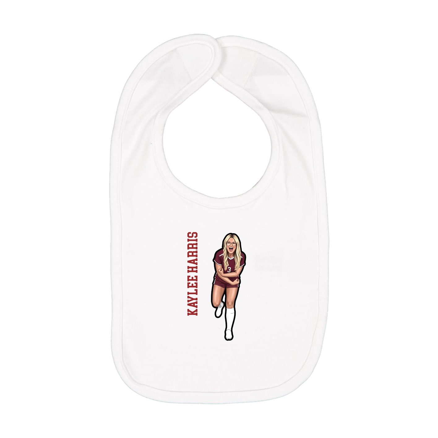 Infant Bib — Name Vertical in White