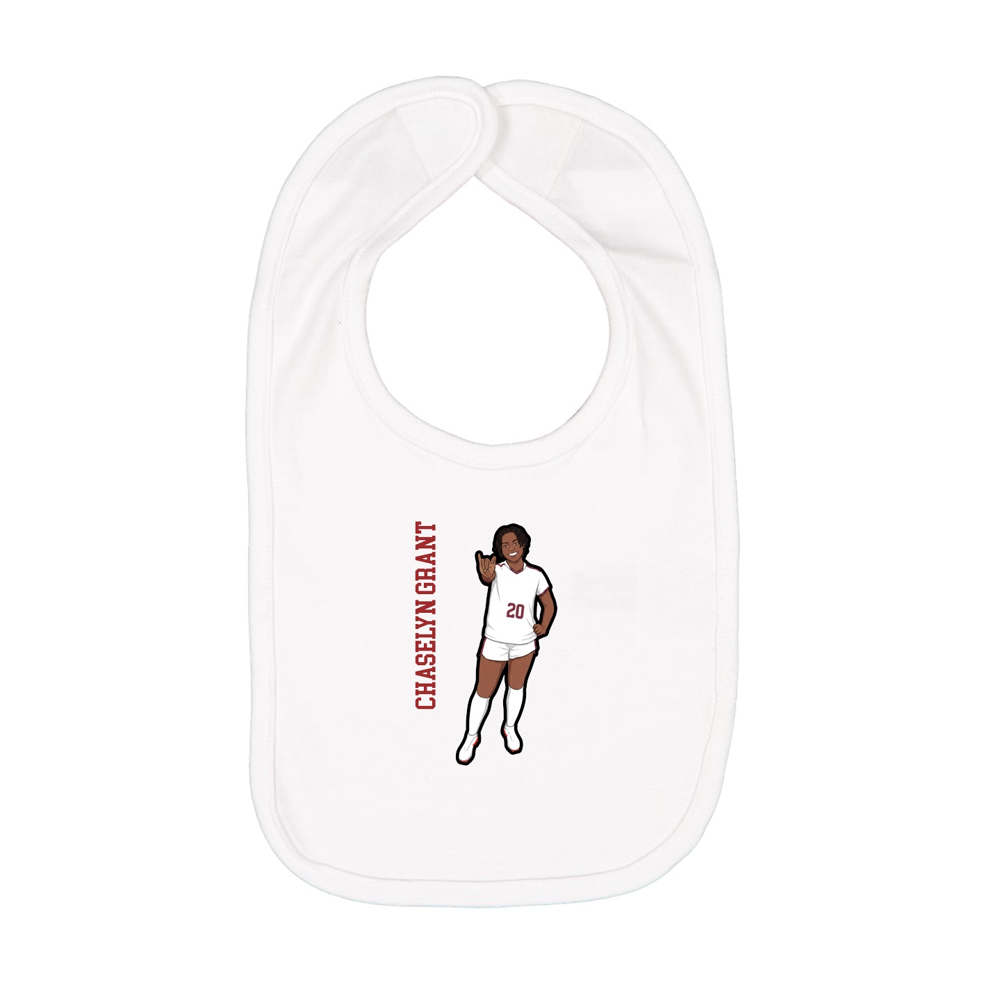 Infant Bib — Name Vertical in White