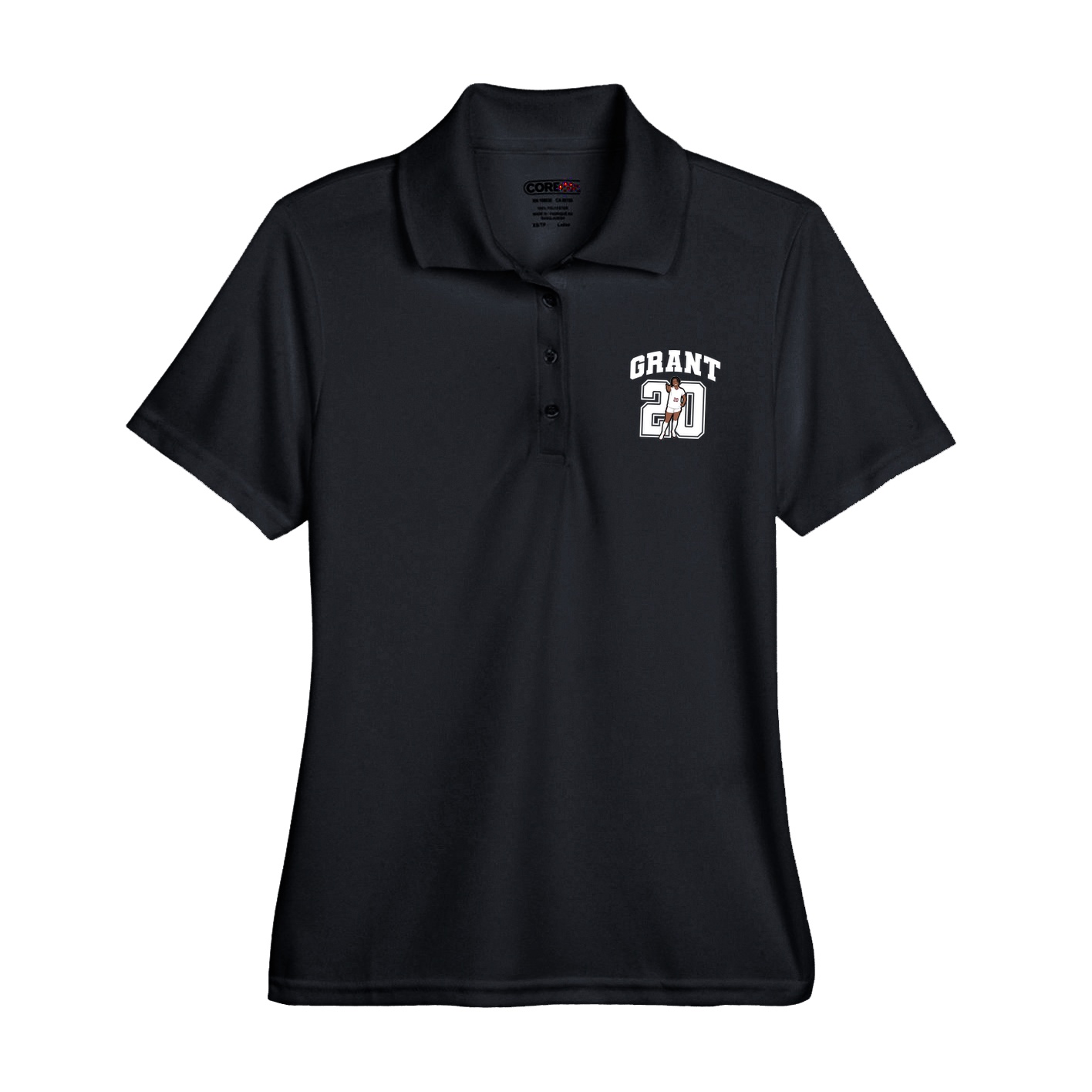Womens Performance Polo — Number in Black