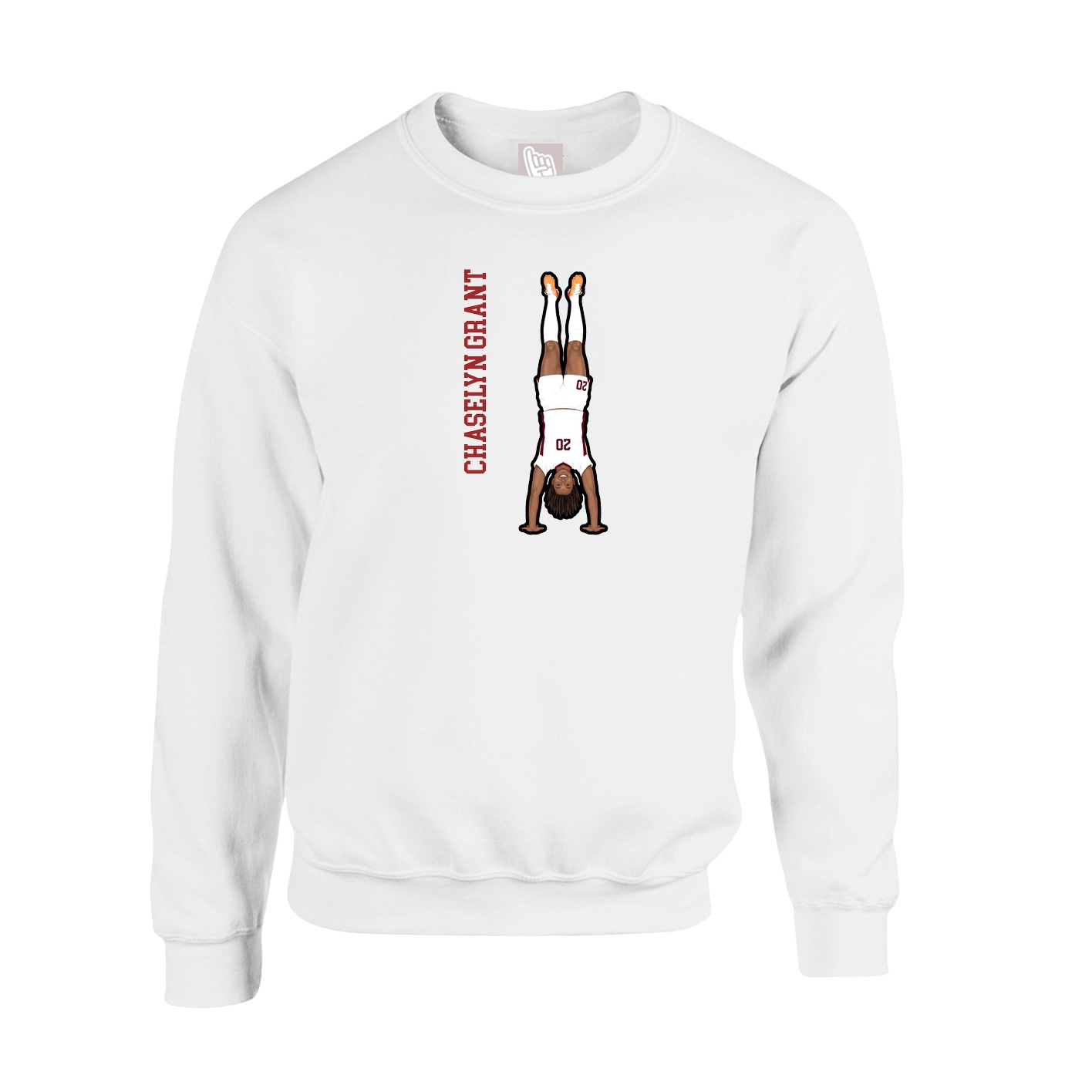 Fleece Crew — Name Vertical in White