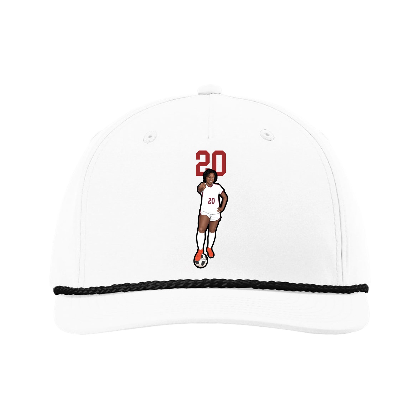Five-Panel Classic Rope Cap — Number Top in White
