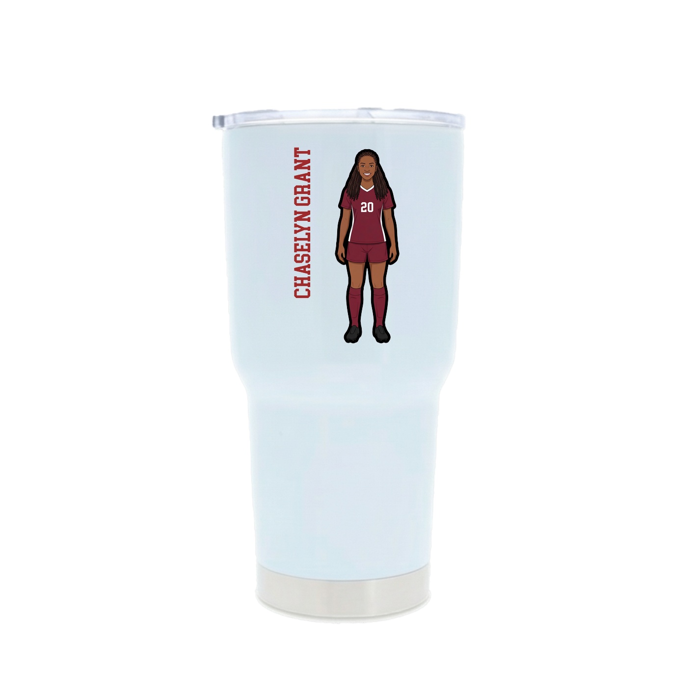 30oz Stainless Steel Tumbler — Name Vertical in White