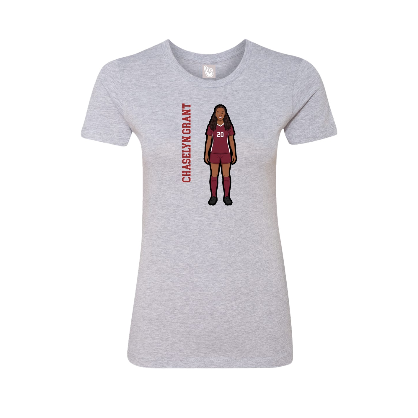 Womens Tee — Name Vertical in Grey