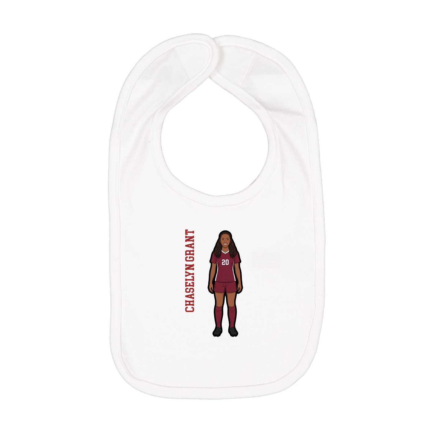Infant Bib — Name Vertical in White