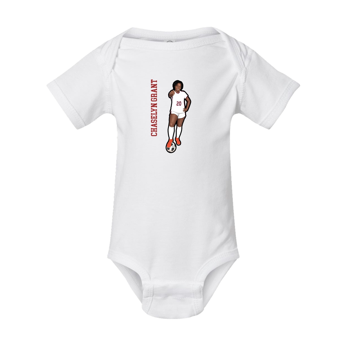 Baby Onesie — Name Vertical in White