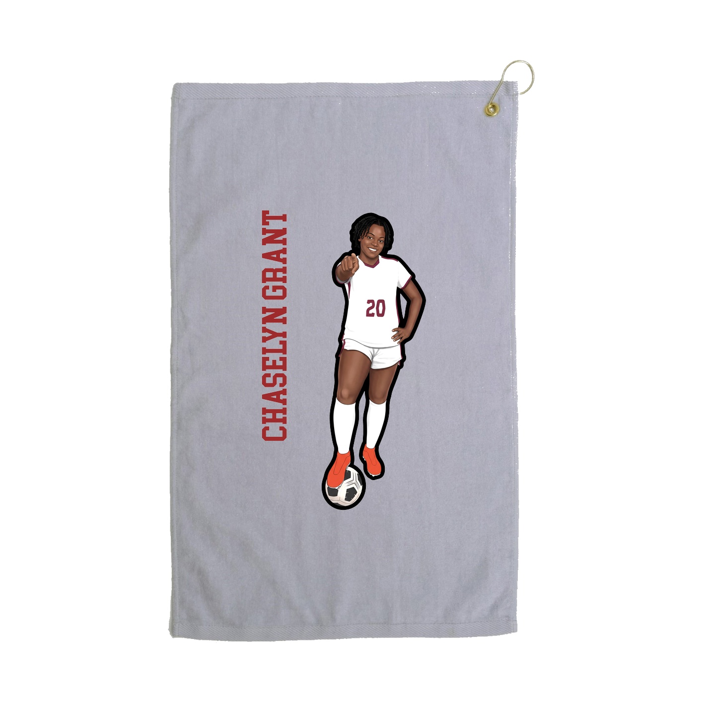 Golf Towel — Name Vertical in Grey