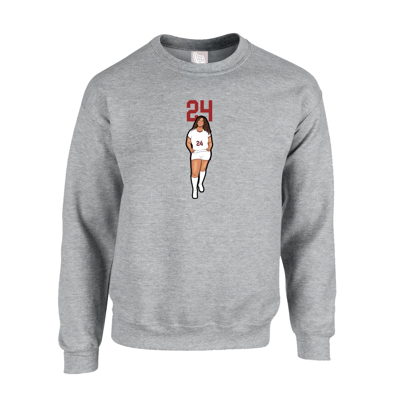 Fleece Crew — Number Top in Grey