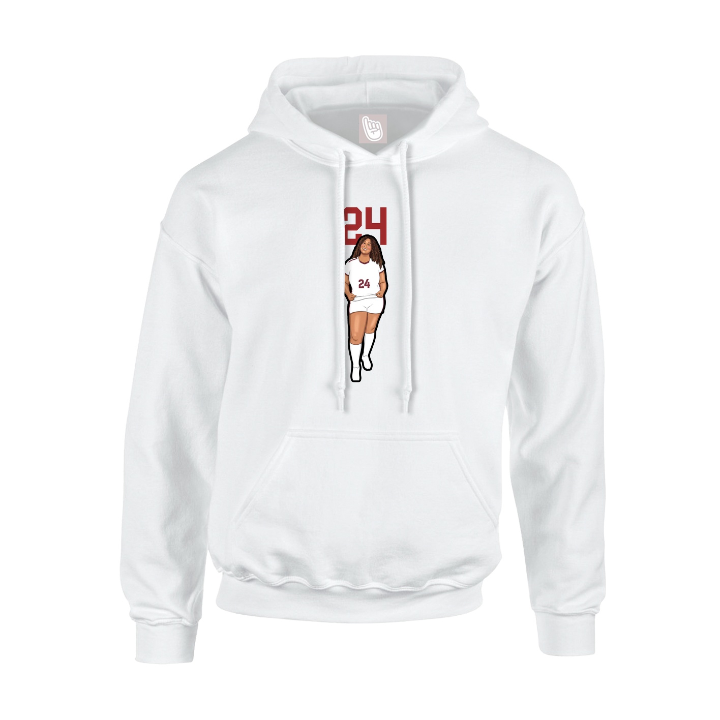 Youth Hoodie — Number Top in White