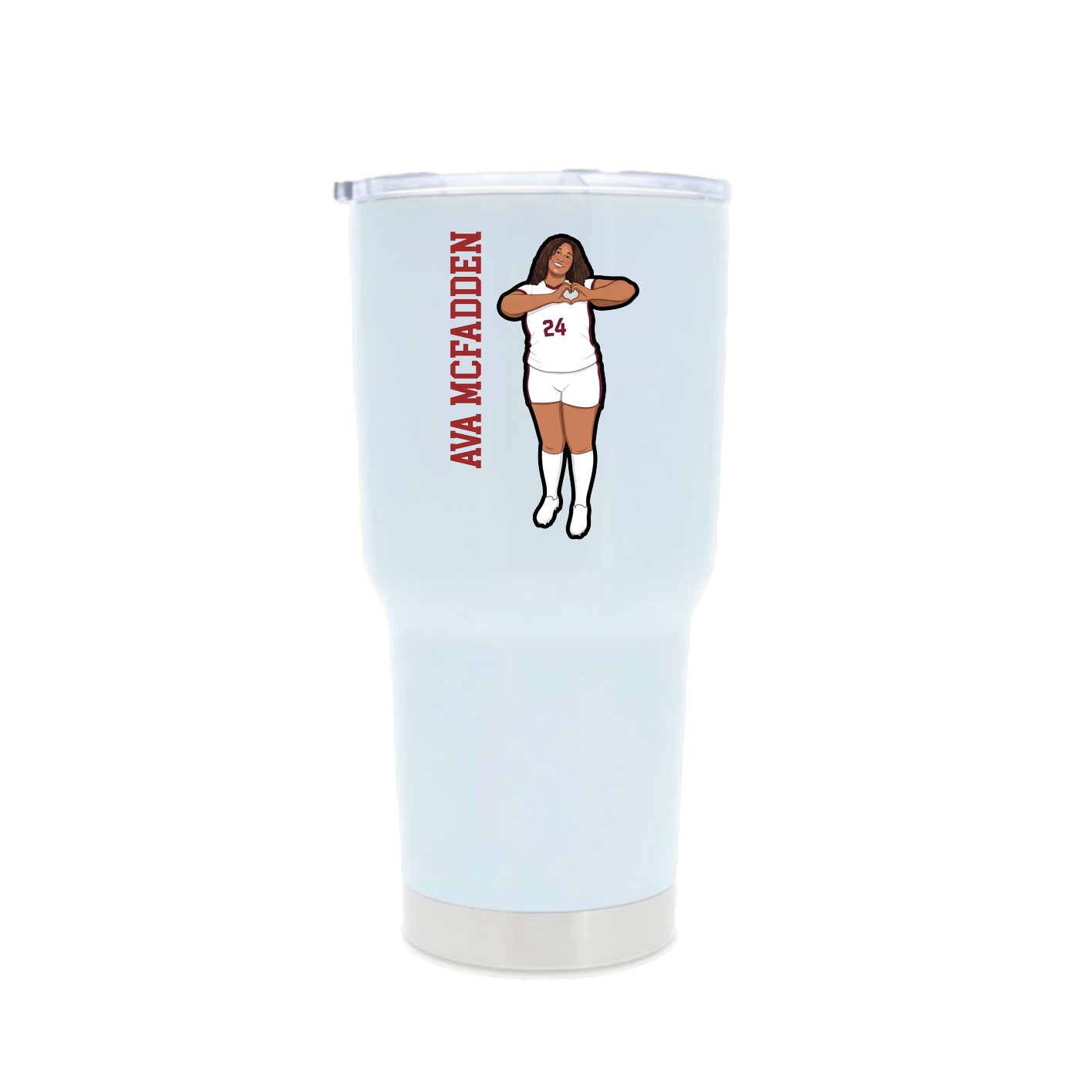 30oz Stainless Steel Tumbler — Name Vertical in White