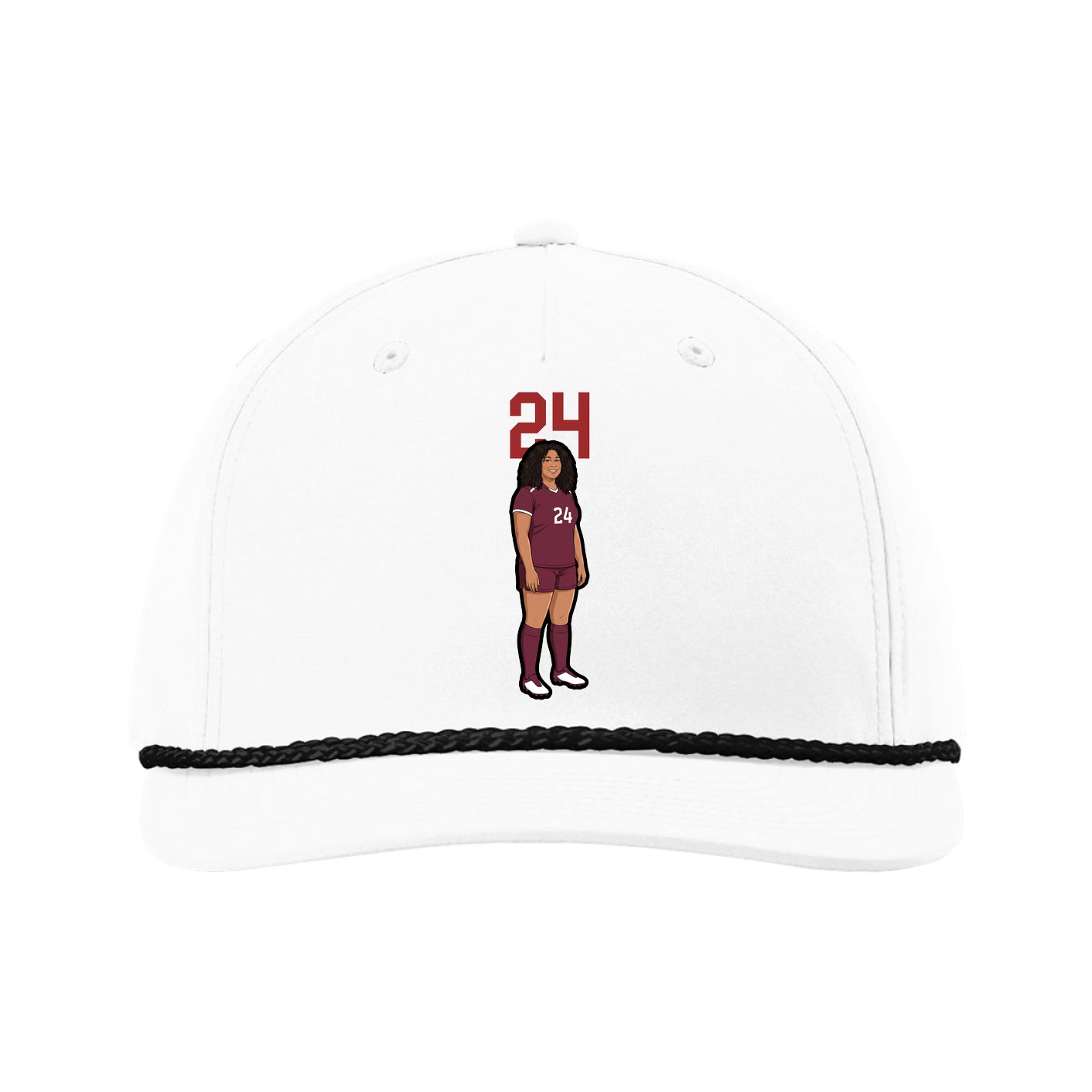 Five-Panel Classic Rope Cap — Number Top in White