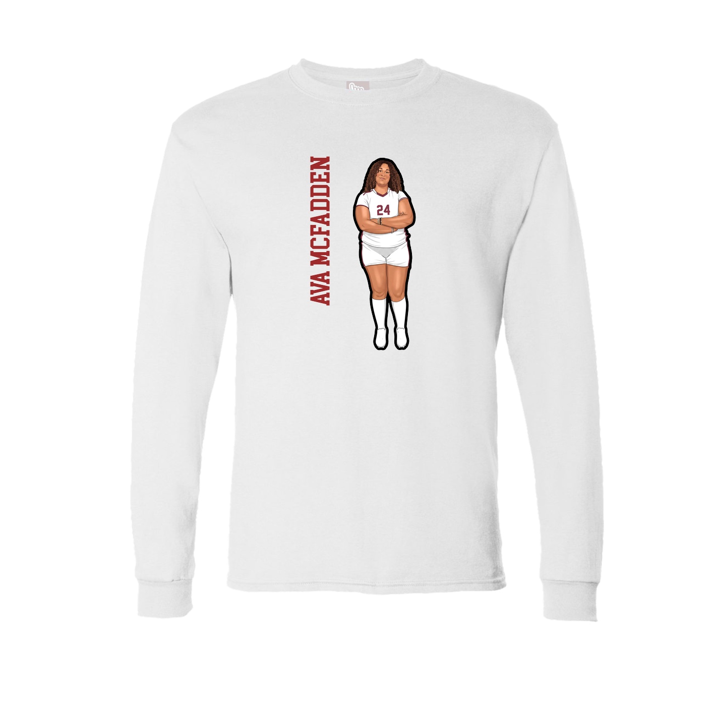 Long Sleeve Tee — Name Vertical in White