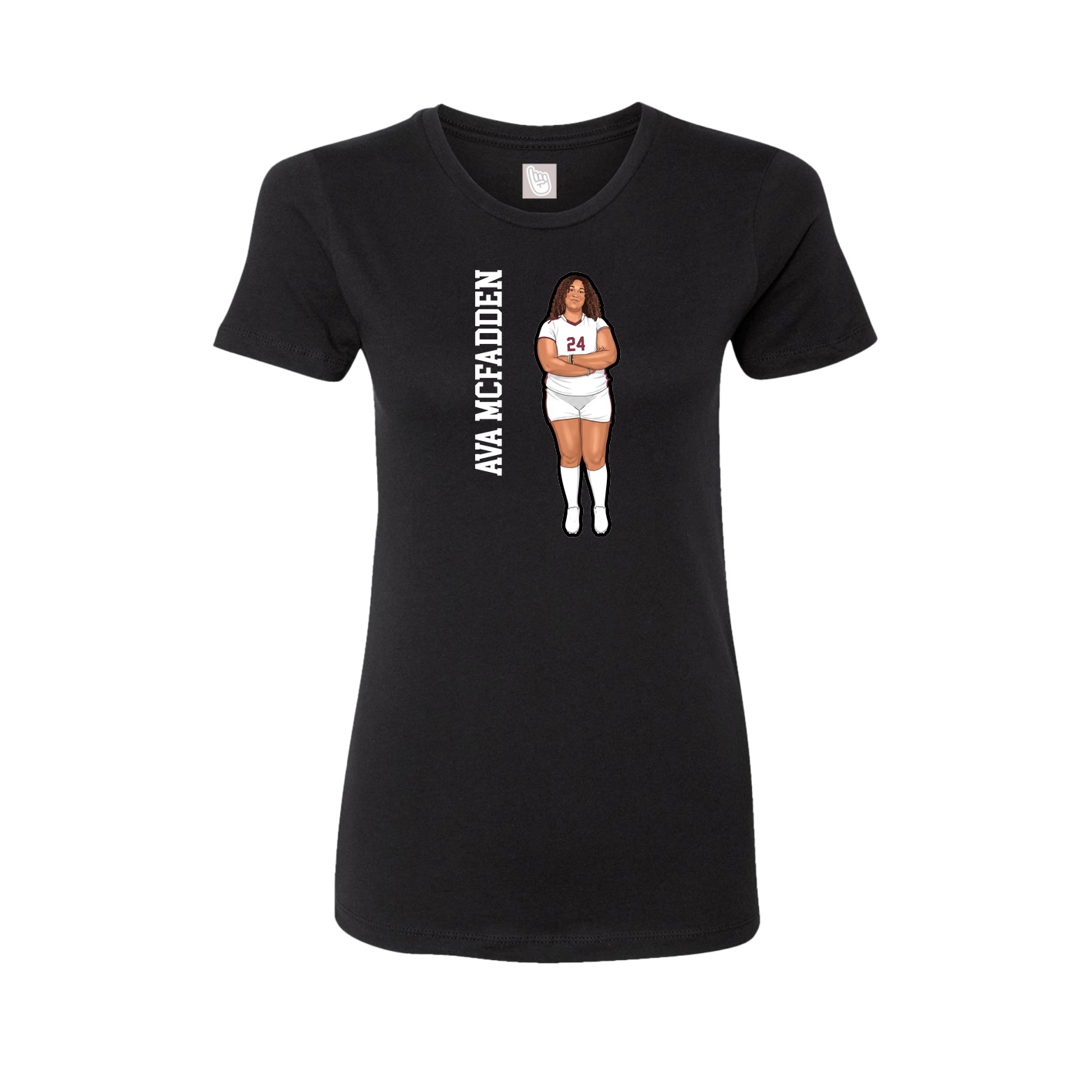 Fitted Women's Tee — Name Vertical in Black