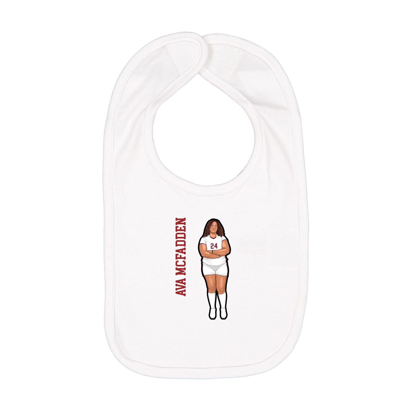 Infant Bib — Name Vertical in White