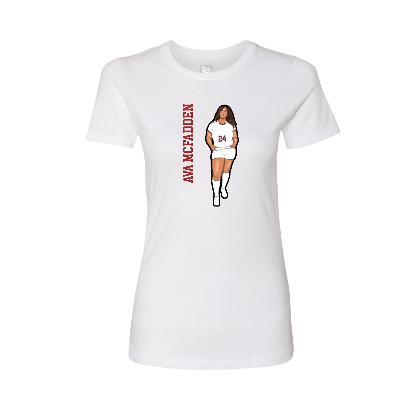 Fitted Women's Tee — Name Vertical in White