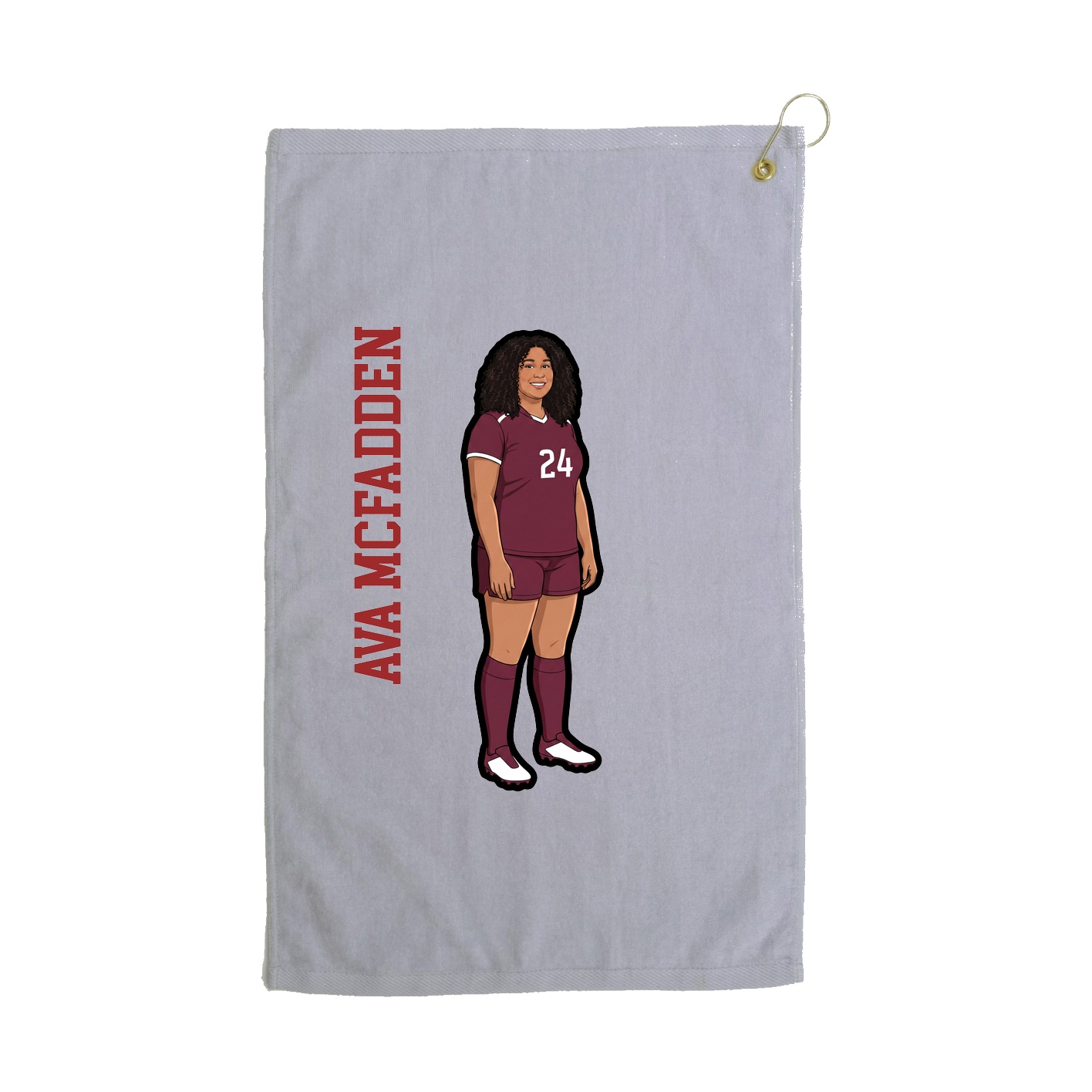 Golf Towel — Name Vertical in Grey