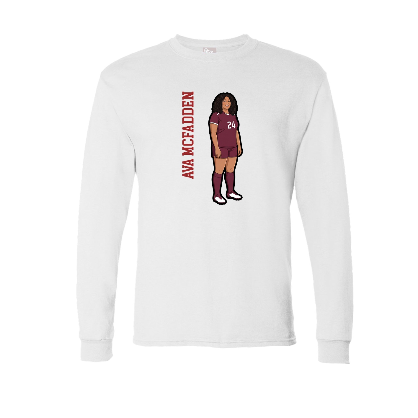 Long Sleeve Tee — Name Vertical in White