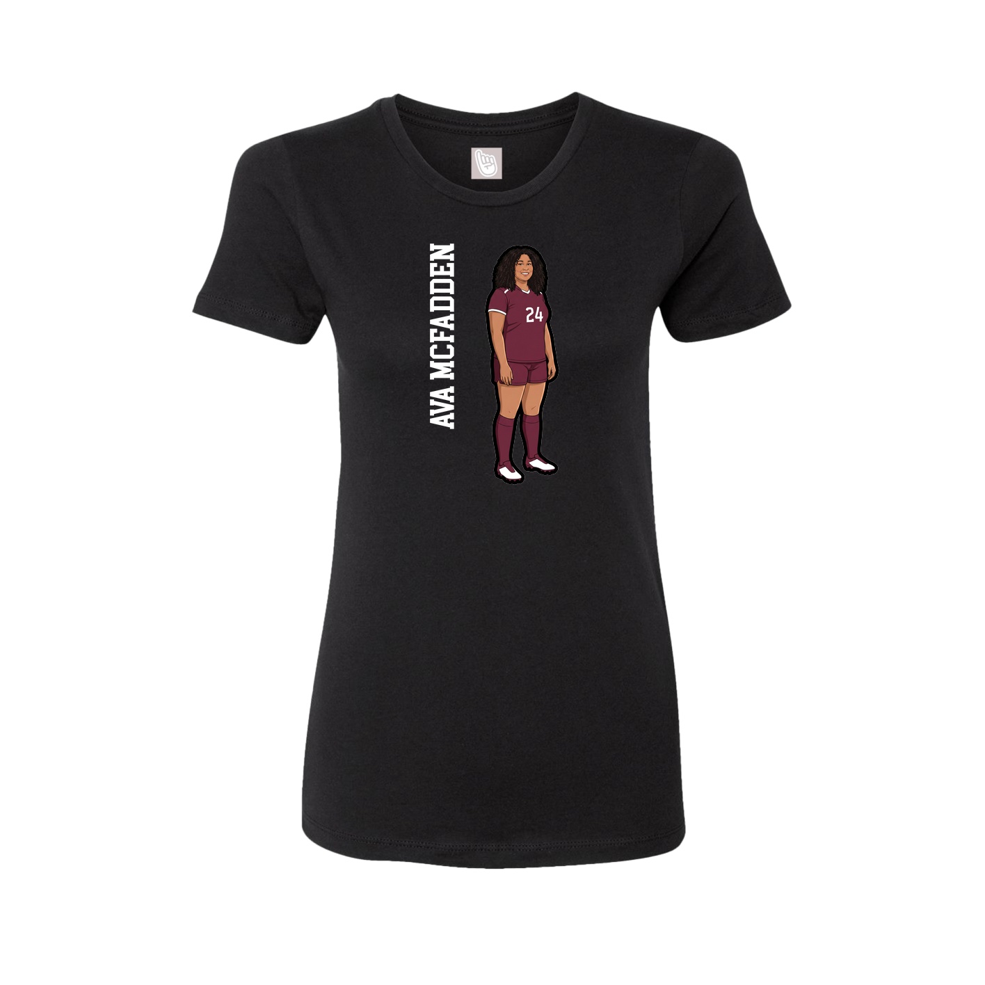 Womens Tee — Name Vertical in Black