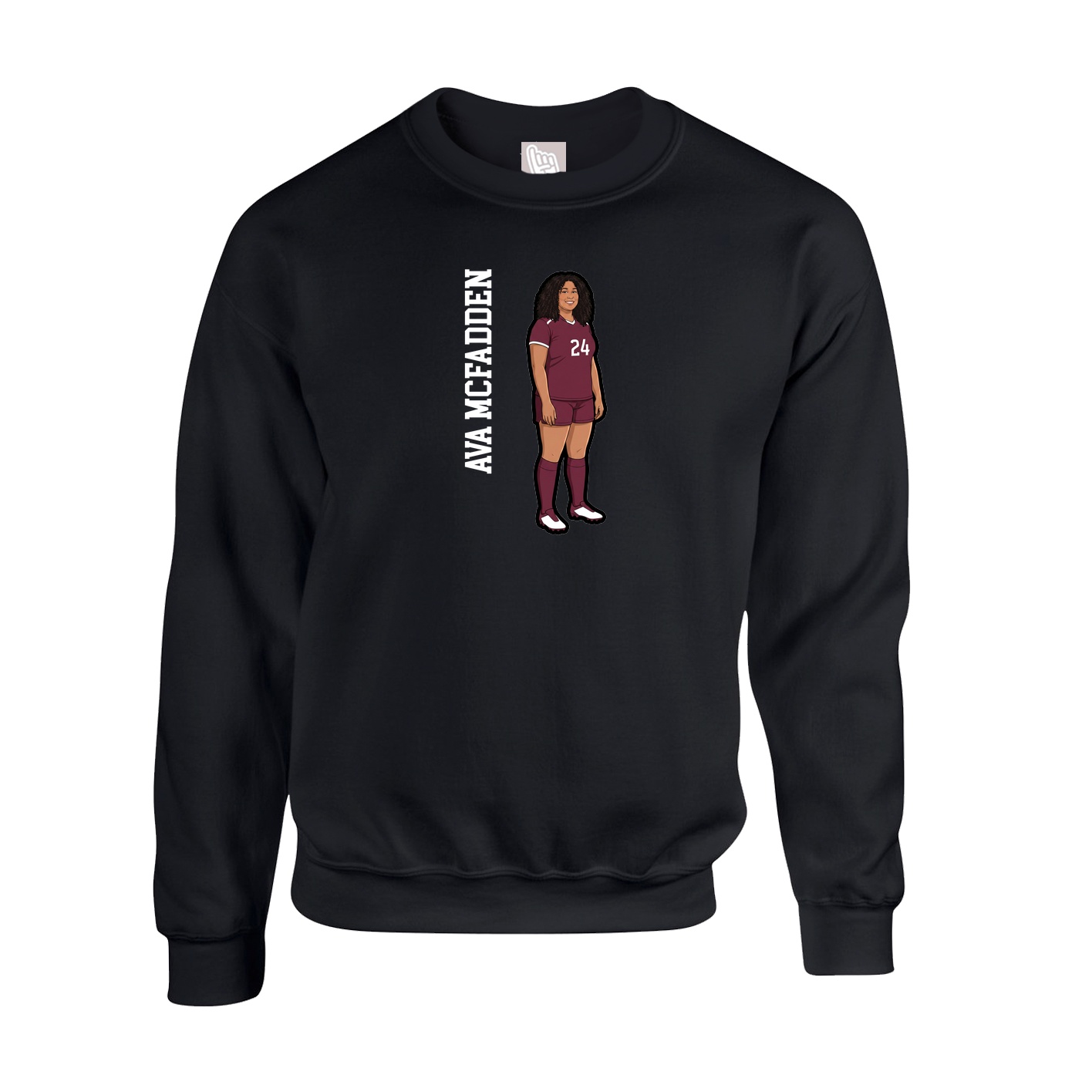 Fleece Crew — Name Vertical in Black