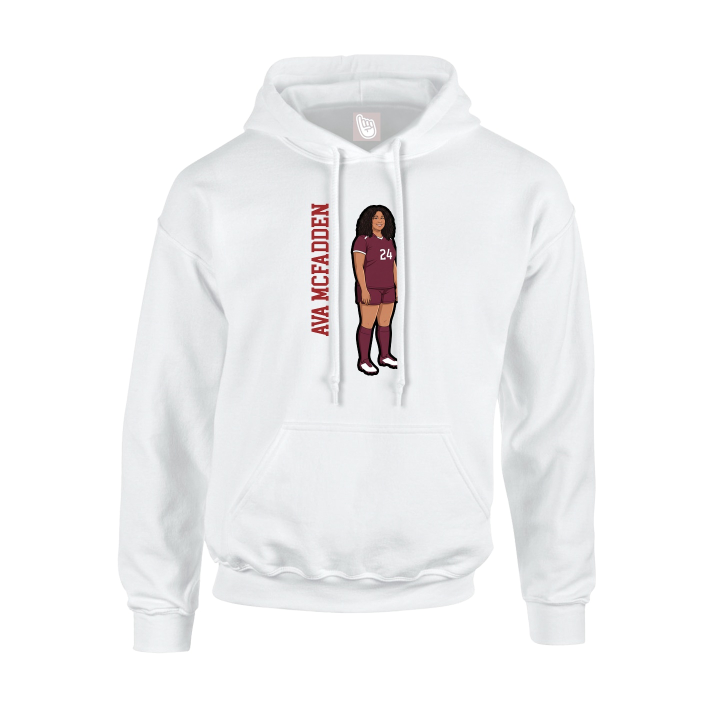 Youth Hoodie — Name Vertical in White