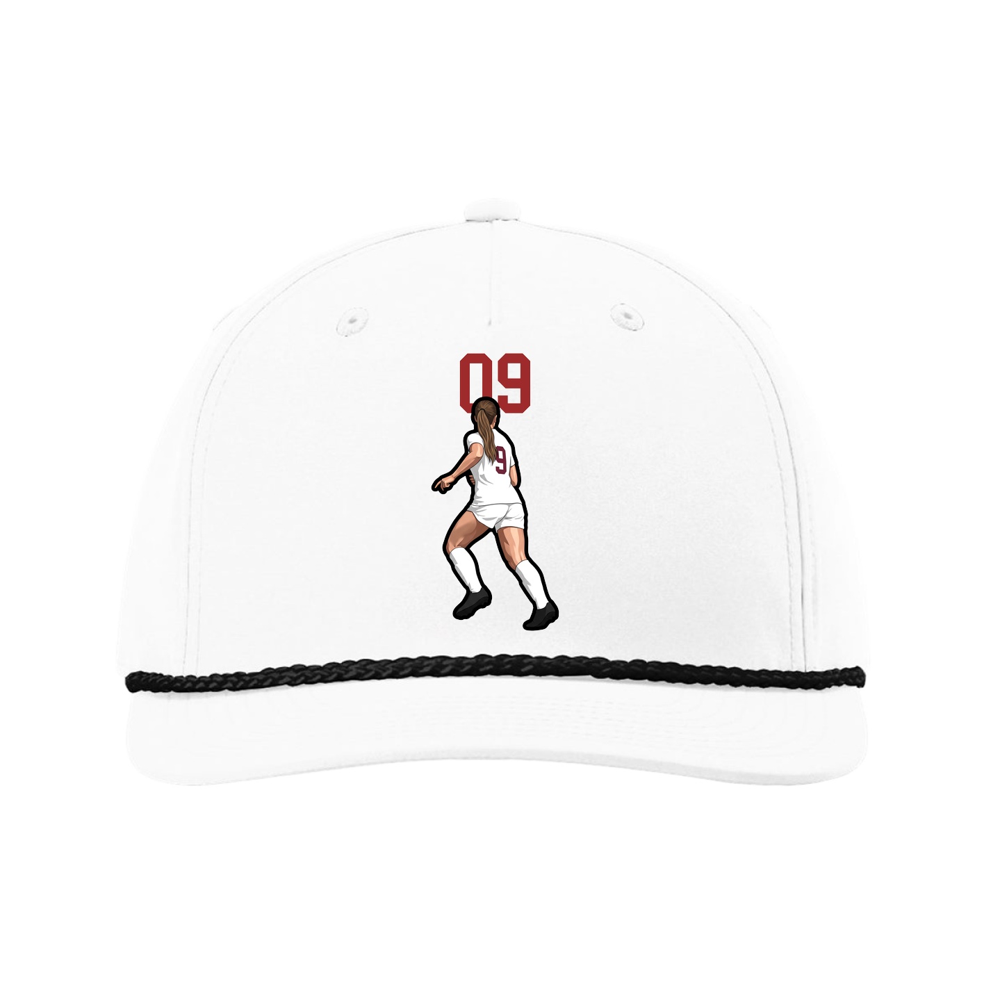 Five-Panel Classic Rope Cap — Number Top in White