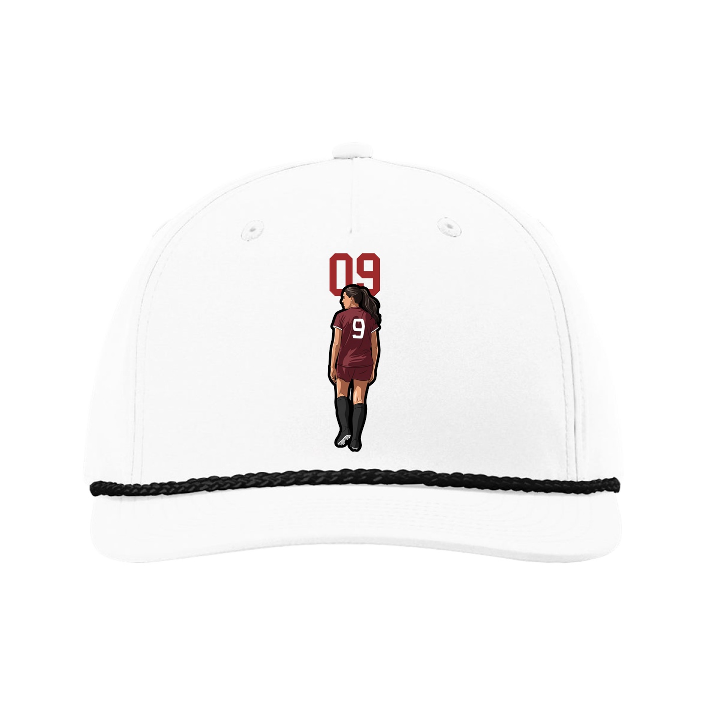 Five-Panel Classic Rope Cap — Number Top in White