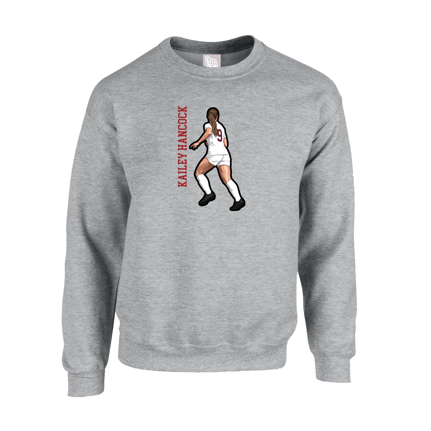 Fleece Crew — Name Vertical in Grey