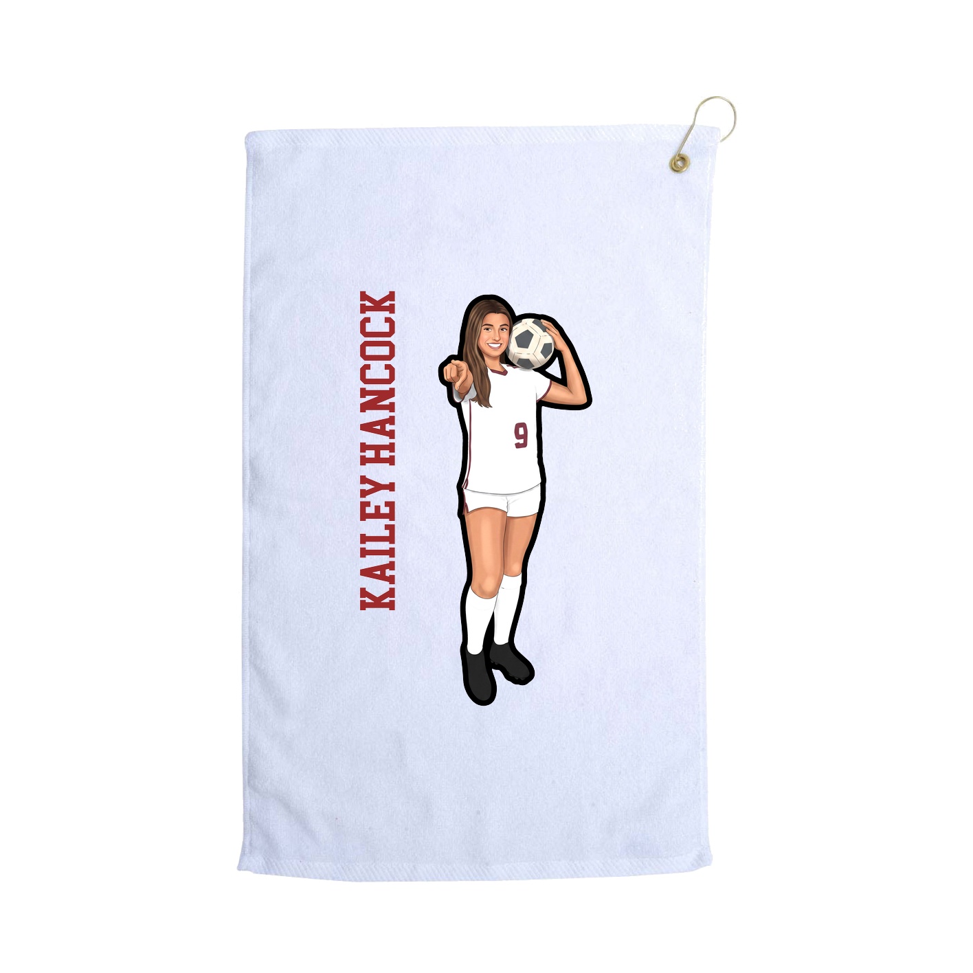 Golf Towel — Name Vertical in White