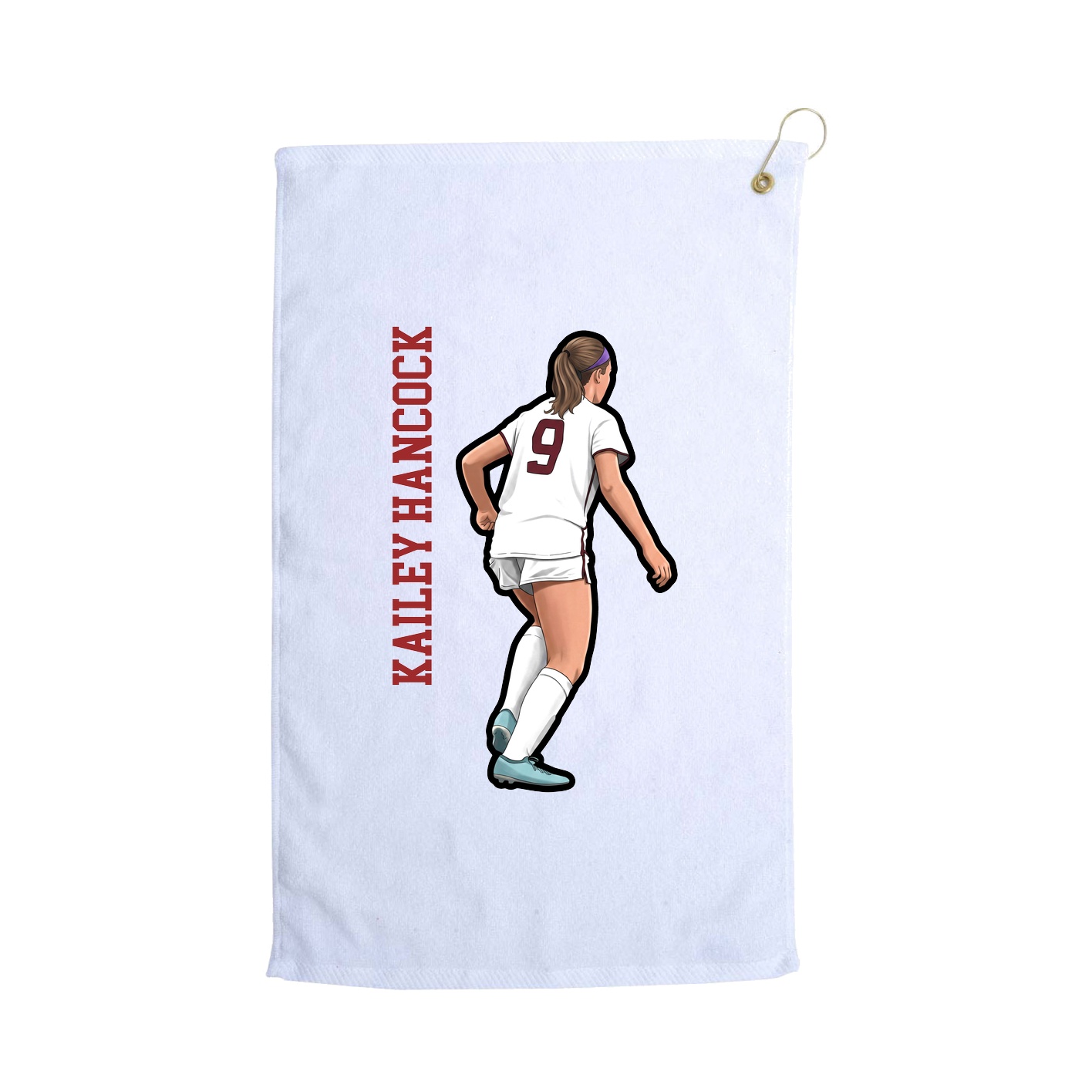 Golf Towel — Name Vertical in White