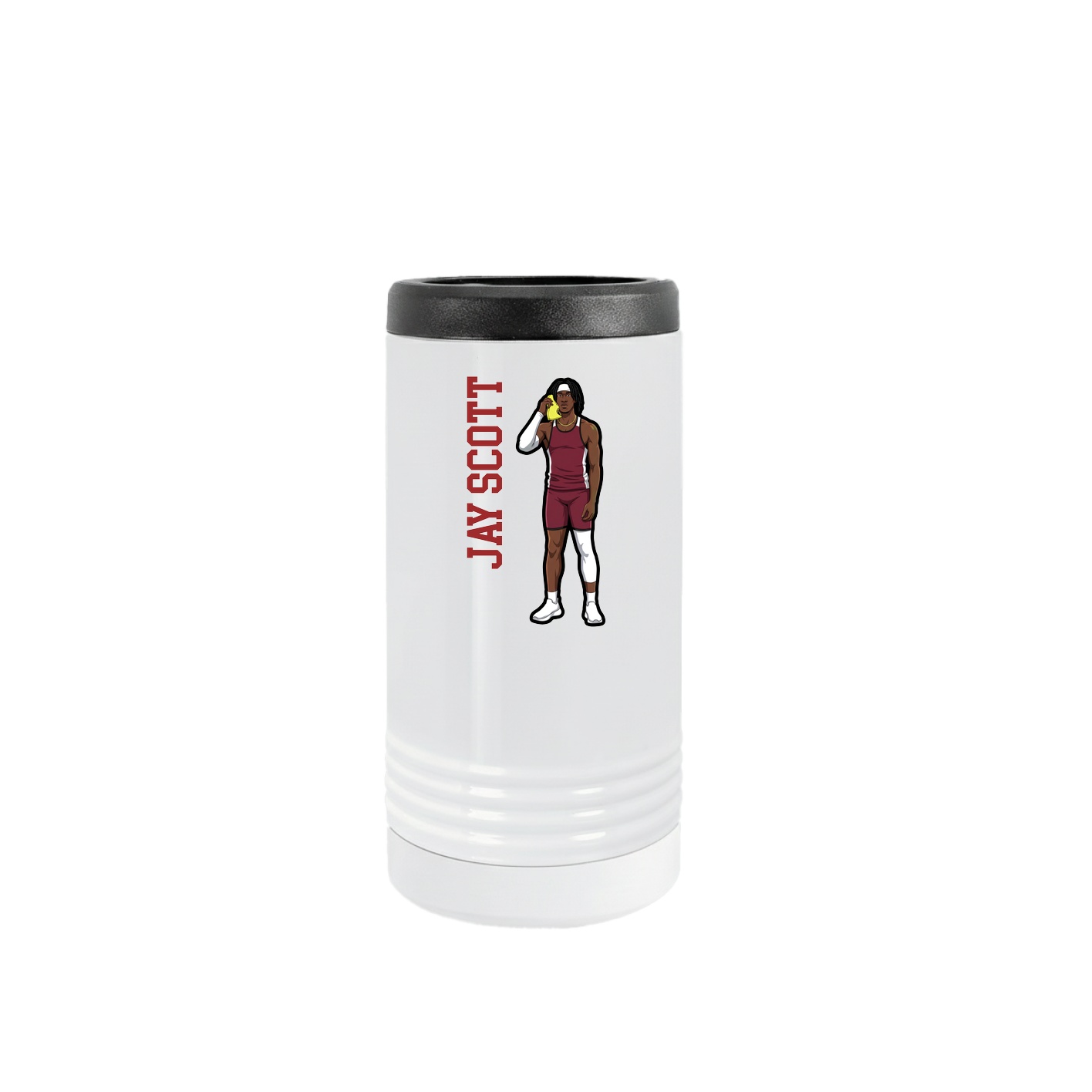 Slim Beverage Holder — Name Vertical in White