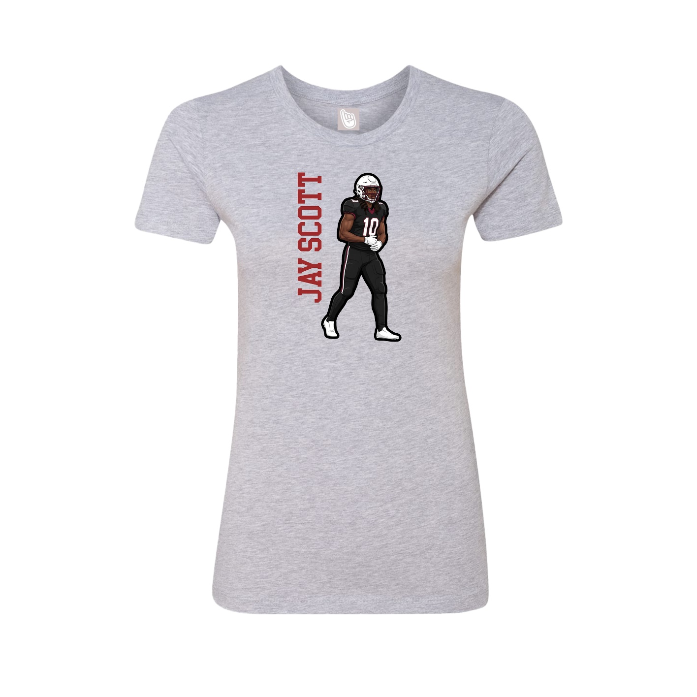Fitted Women's Tee — Name Vertical in Grey