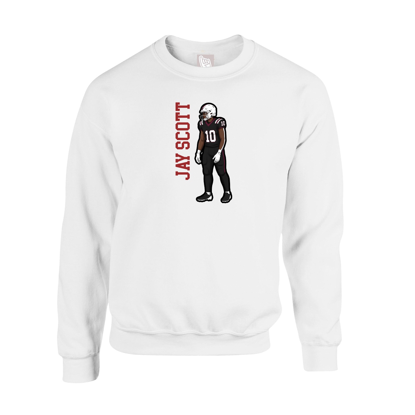 Fleece Crew — Name Vertical in White