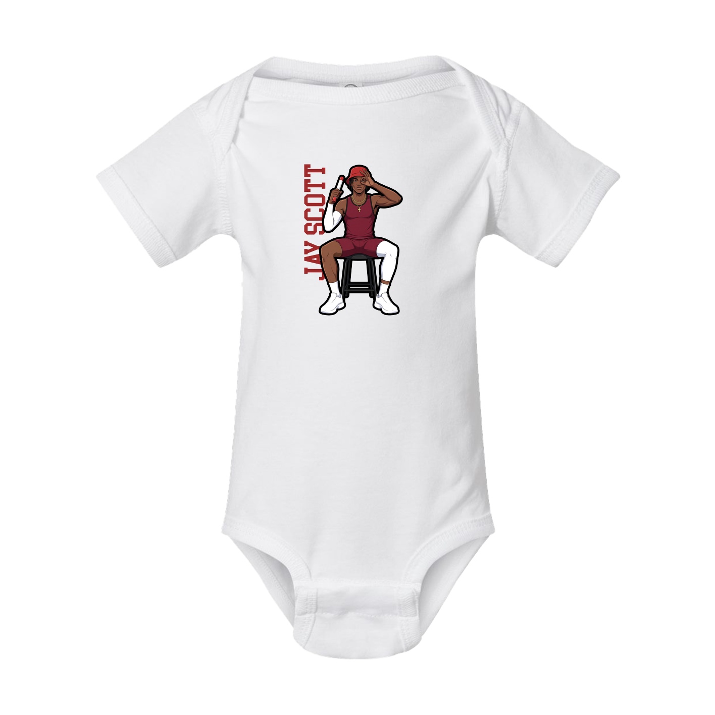 Baby Onesie — Name Vertical in White