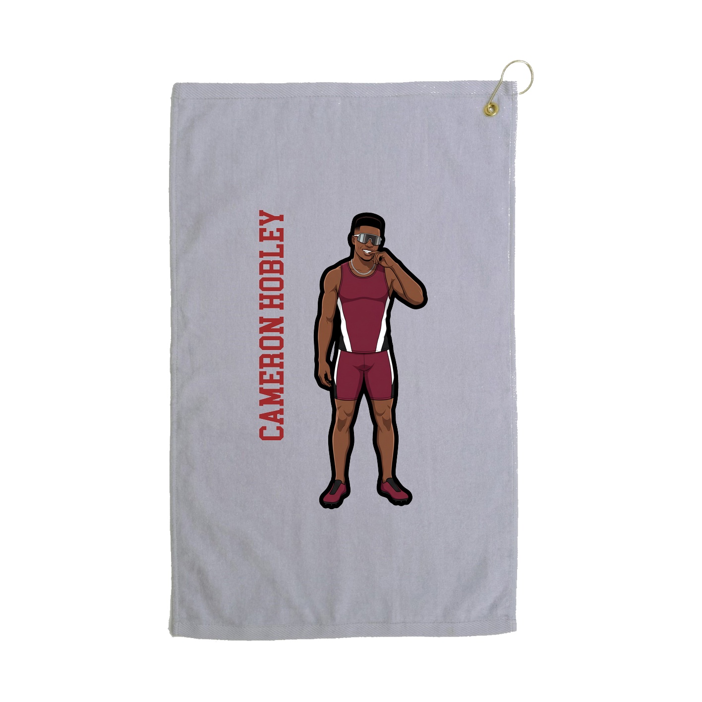 Golf Towel — Name Vertical in Grey