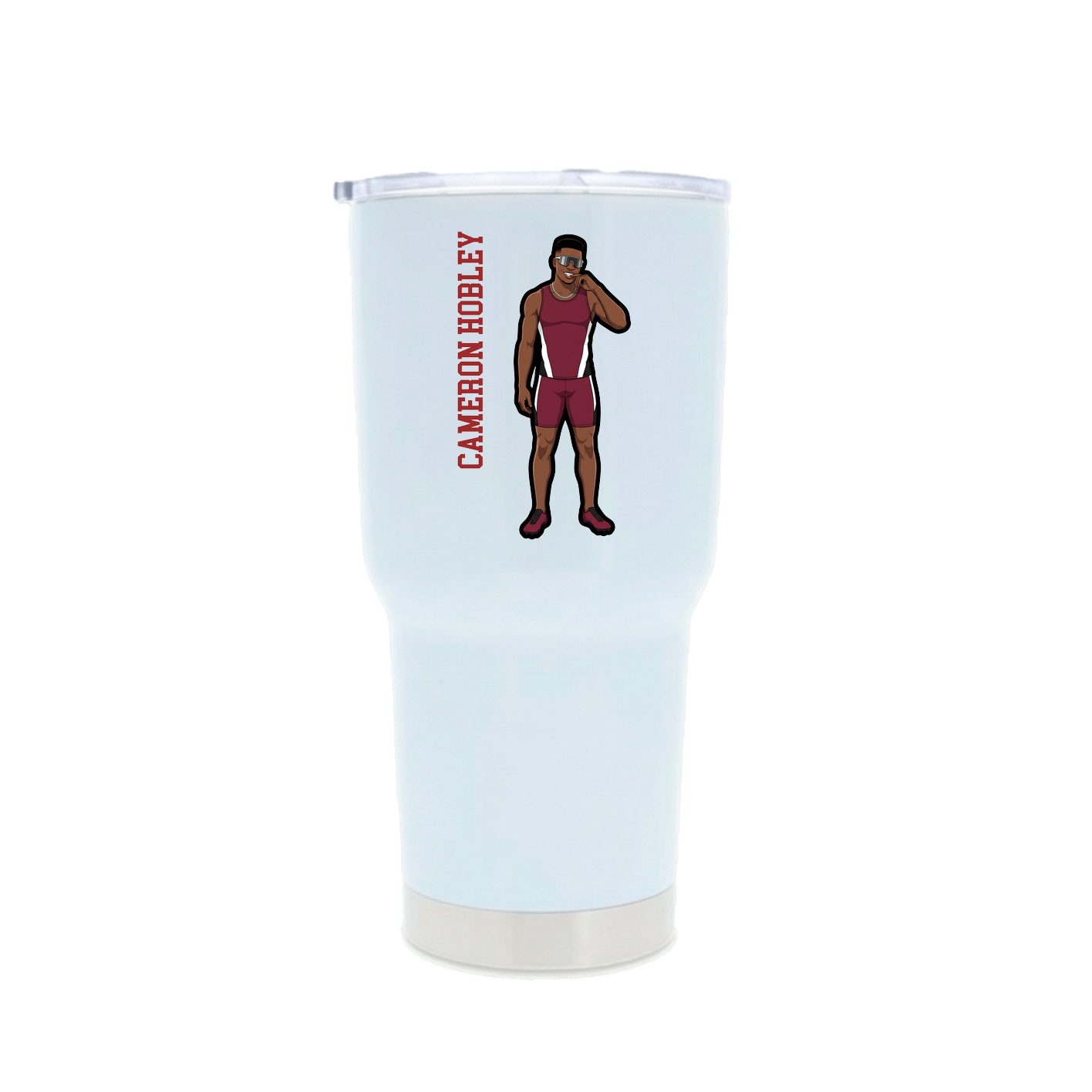 30oz Stainless Steel Tumbler — Name Vertical in White
