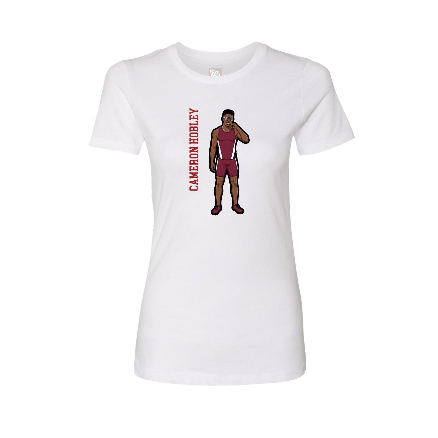 Womens Tee — Name Vertical in White