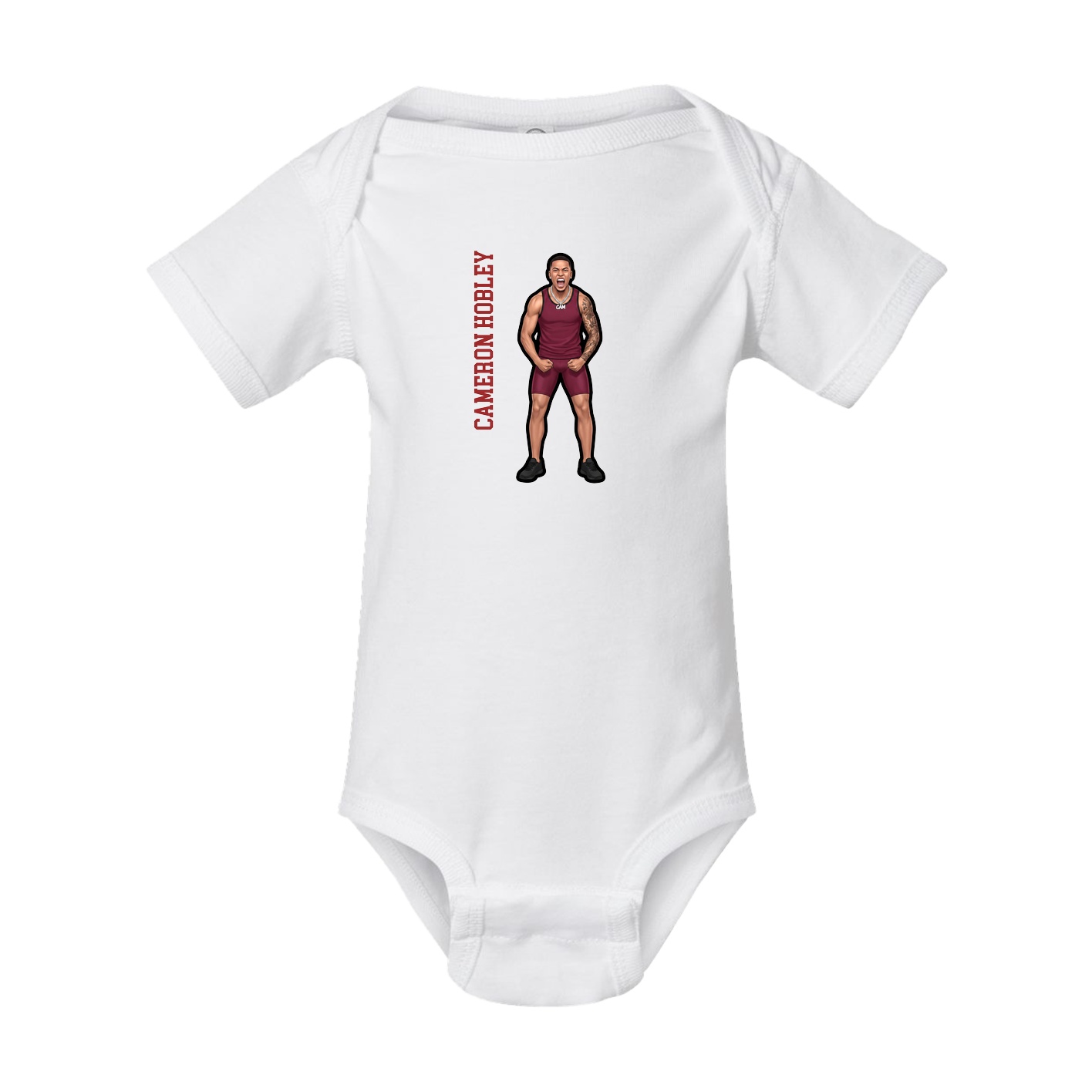 Baby Onesie — Name Vertical in White