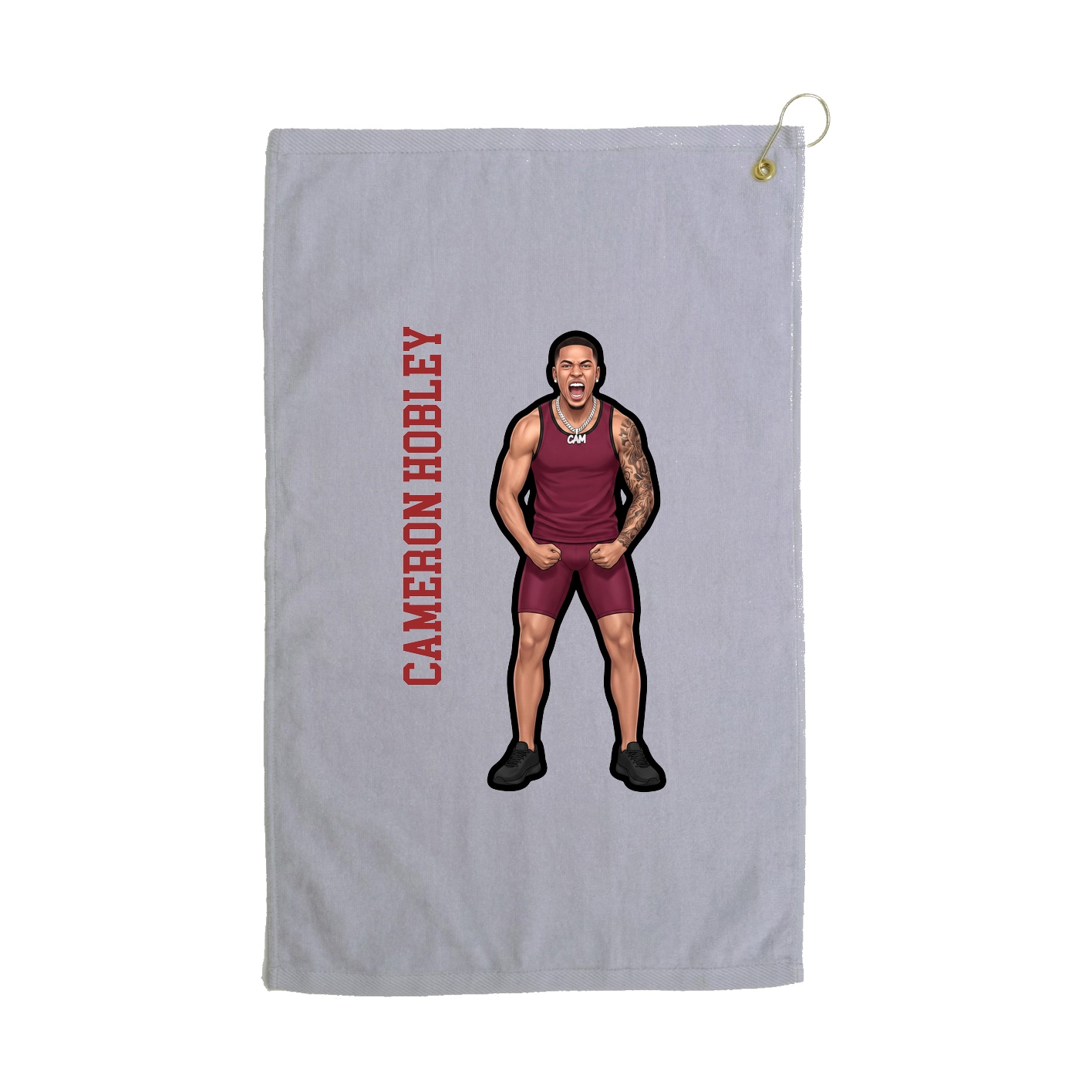 Golf Towel — Name Vertical in Grey