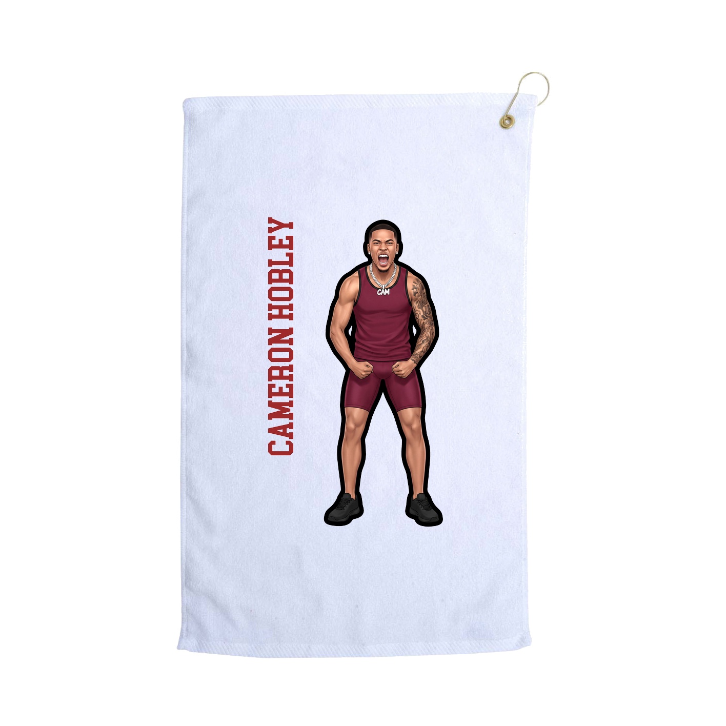 Golf Towel — Name Vertical in White