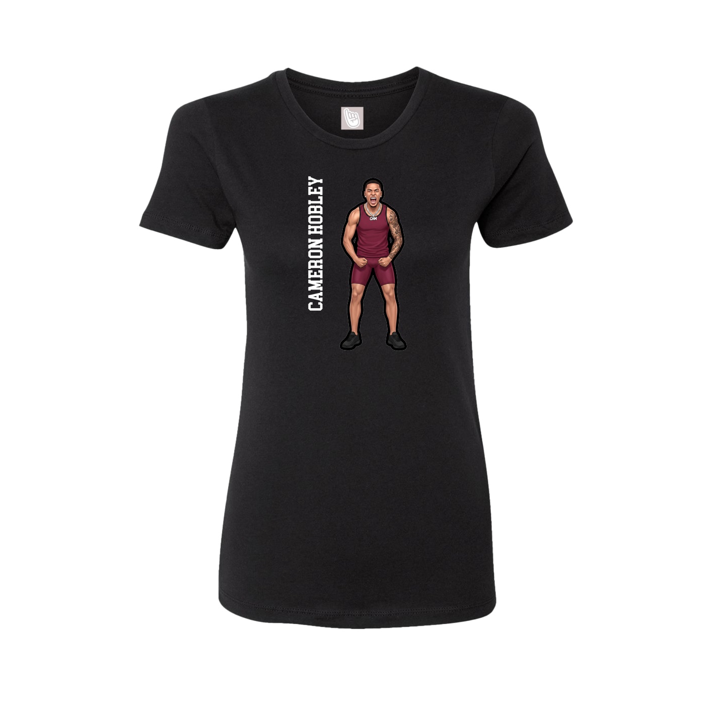 Fitted Women's Tee — Name Vertical in Black