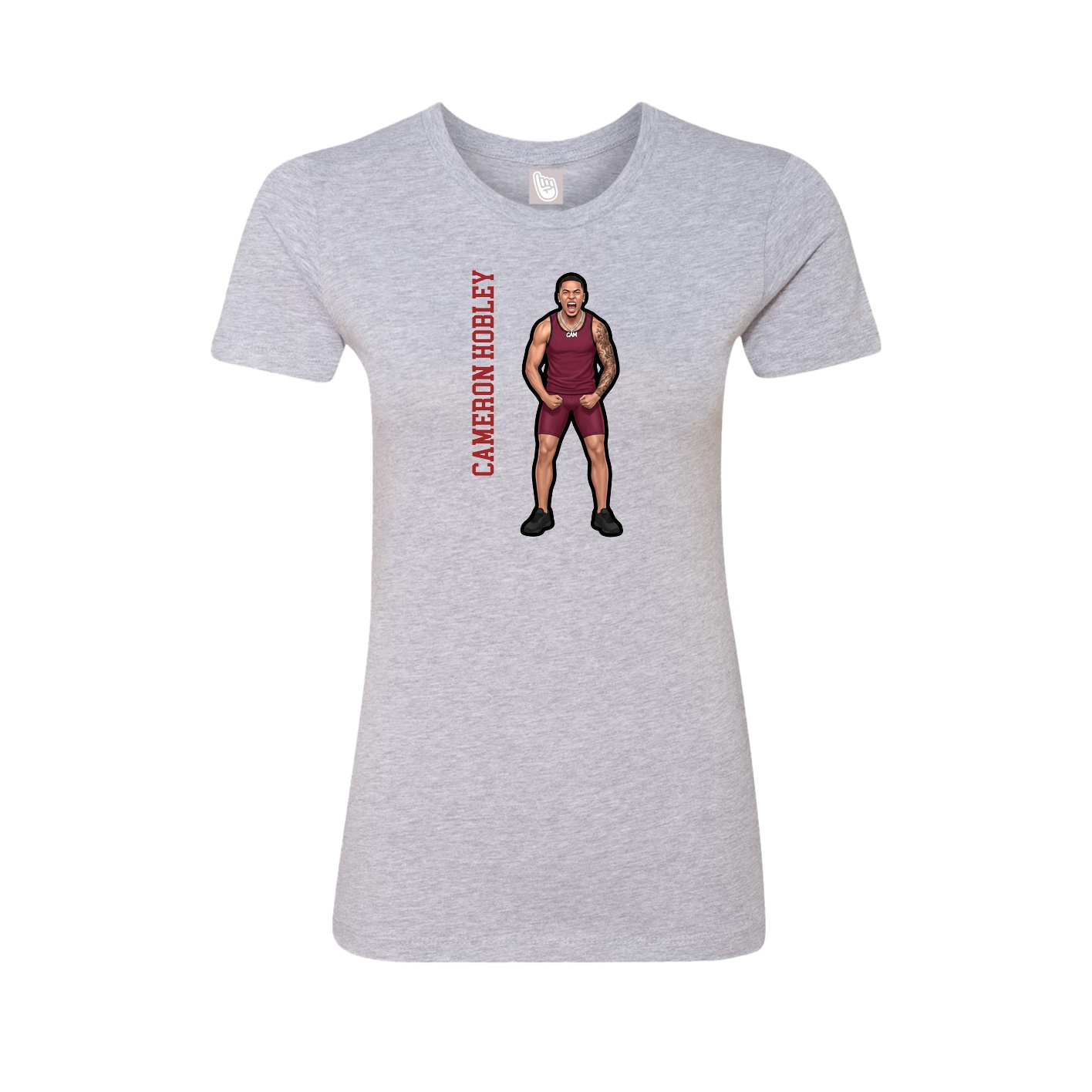 Womens Tee — Name Vertical in Grey