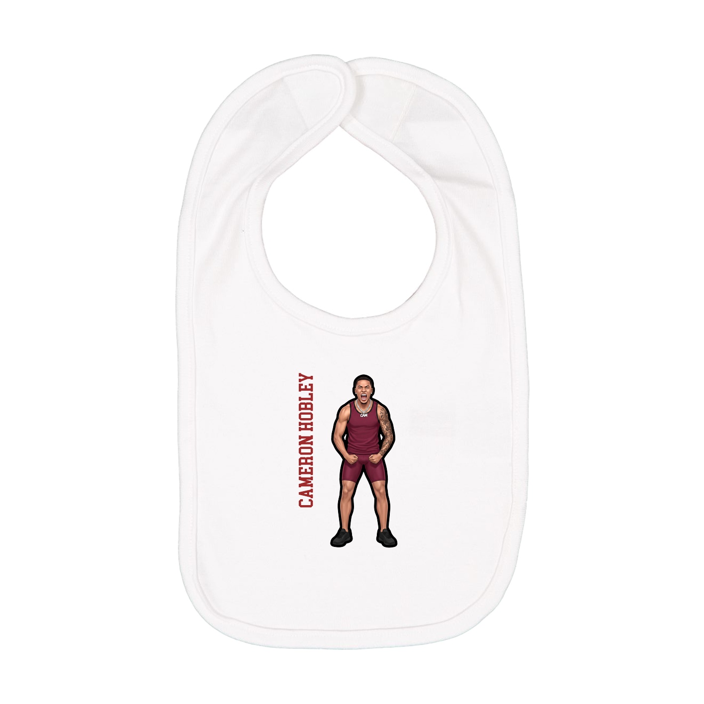 Infant Bib — Name Vertical in White