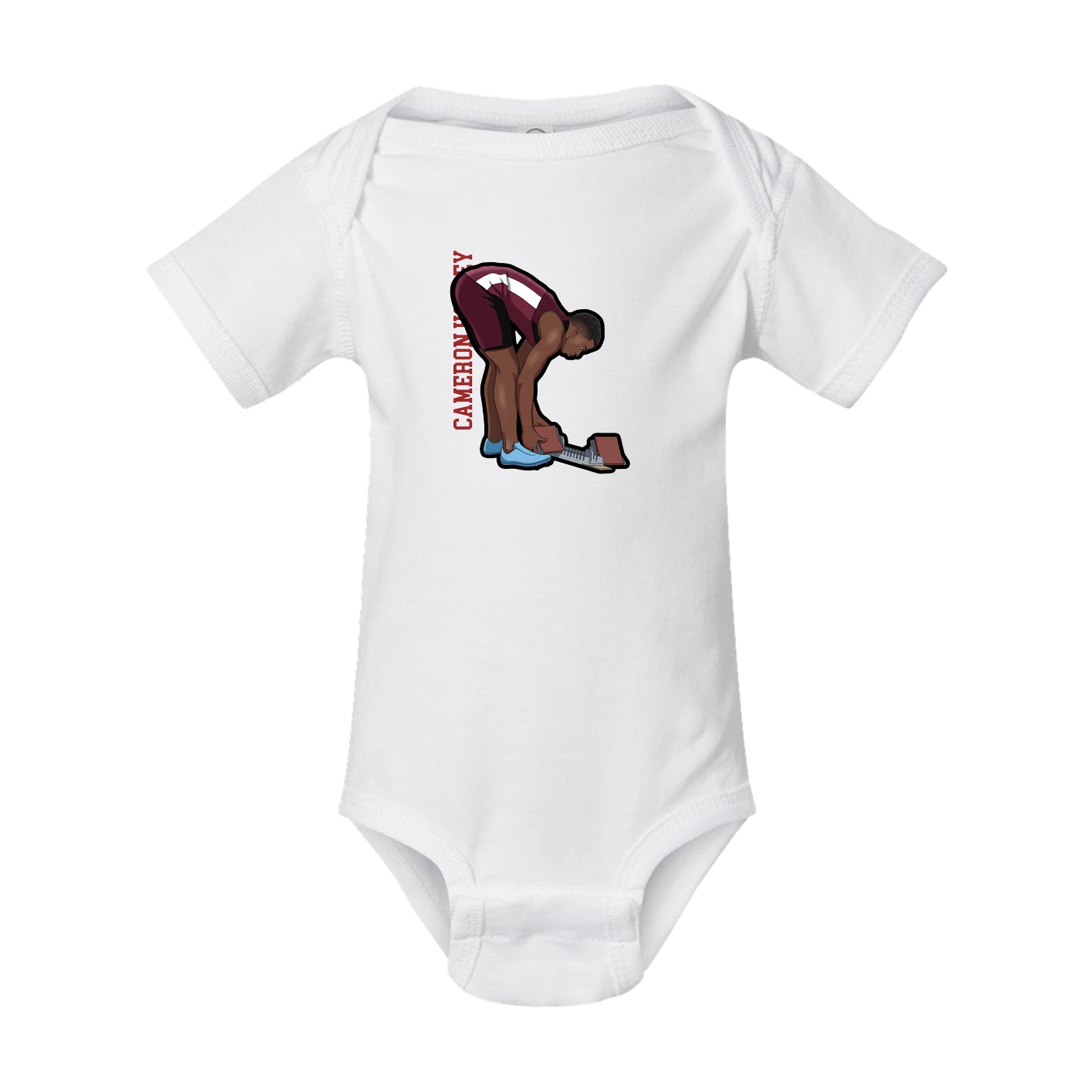 Baby Onesie — Name Vertical in White