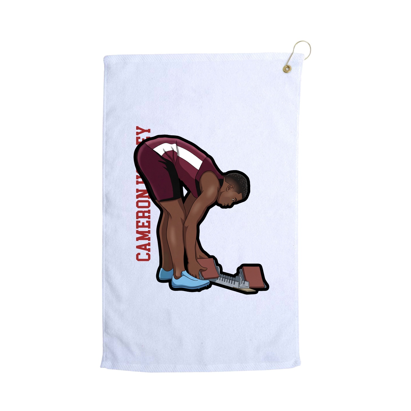Golf Towel — Name Vertical in White
