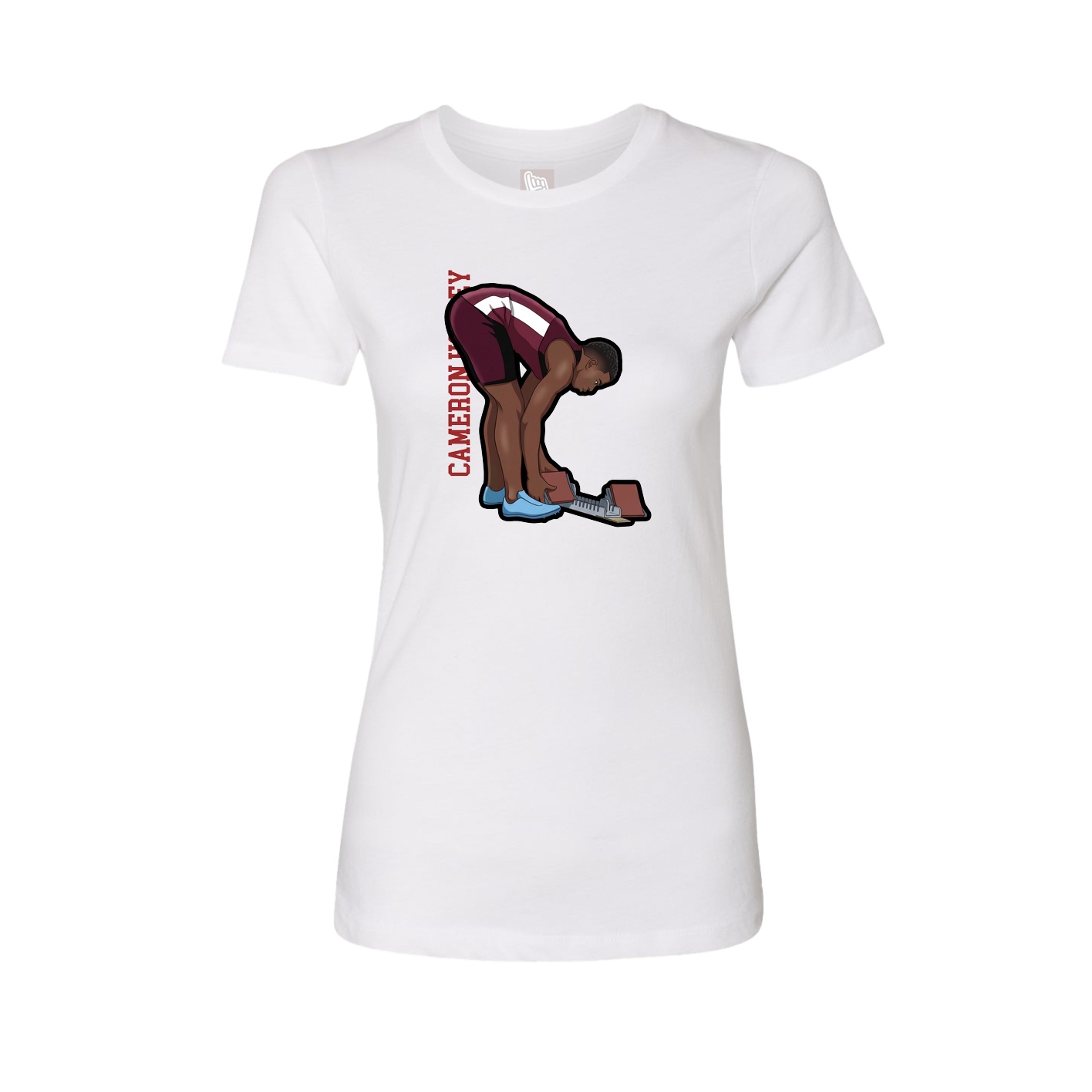 Womens Tee — Name Vertical in White