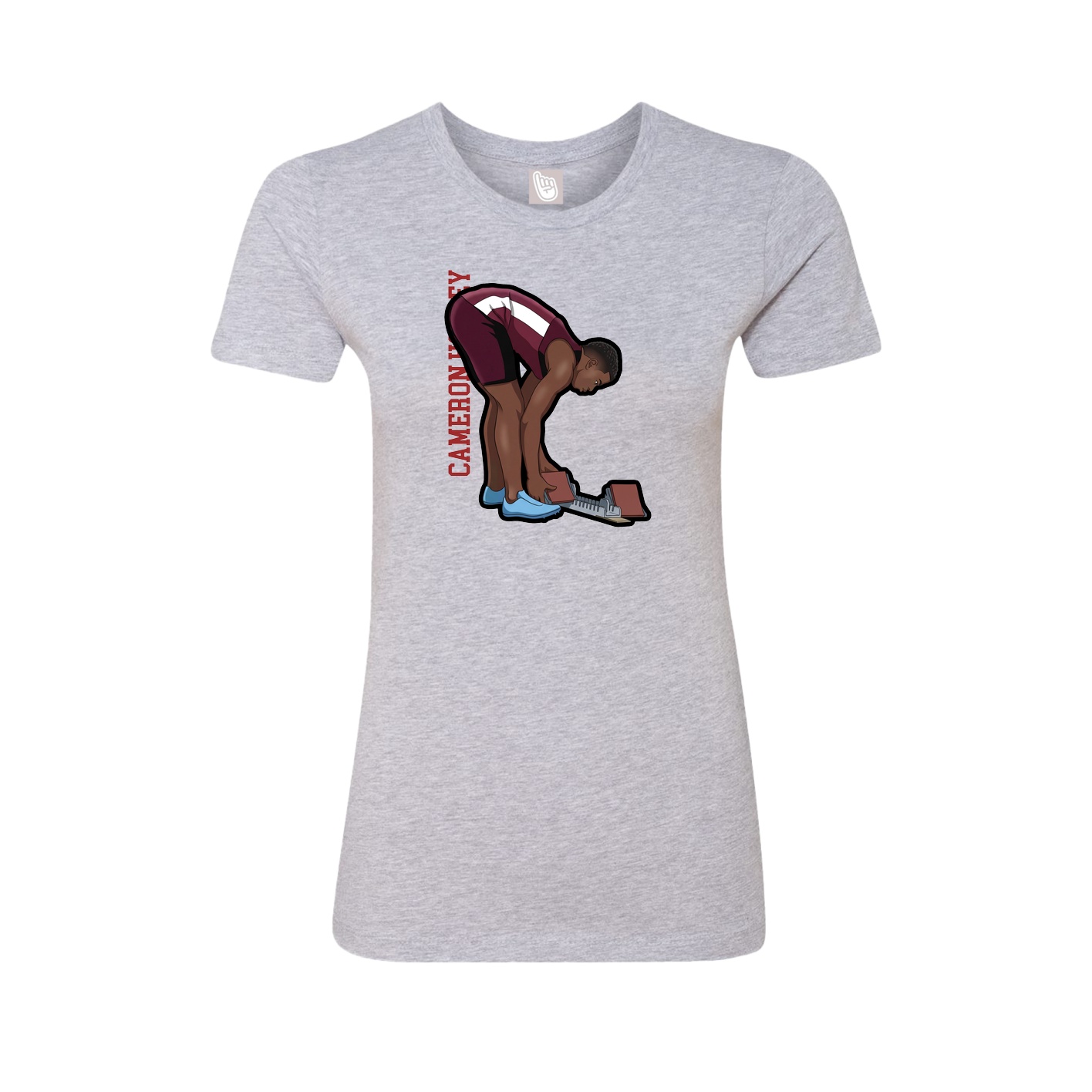 Fitted Women's Tee — Name Vertical in Grey