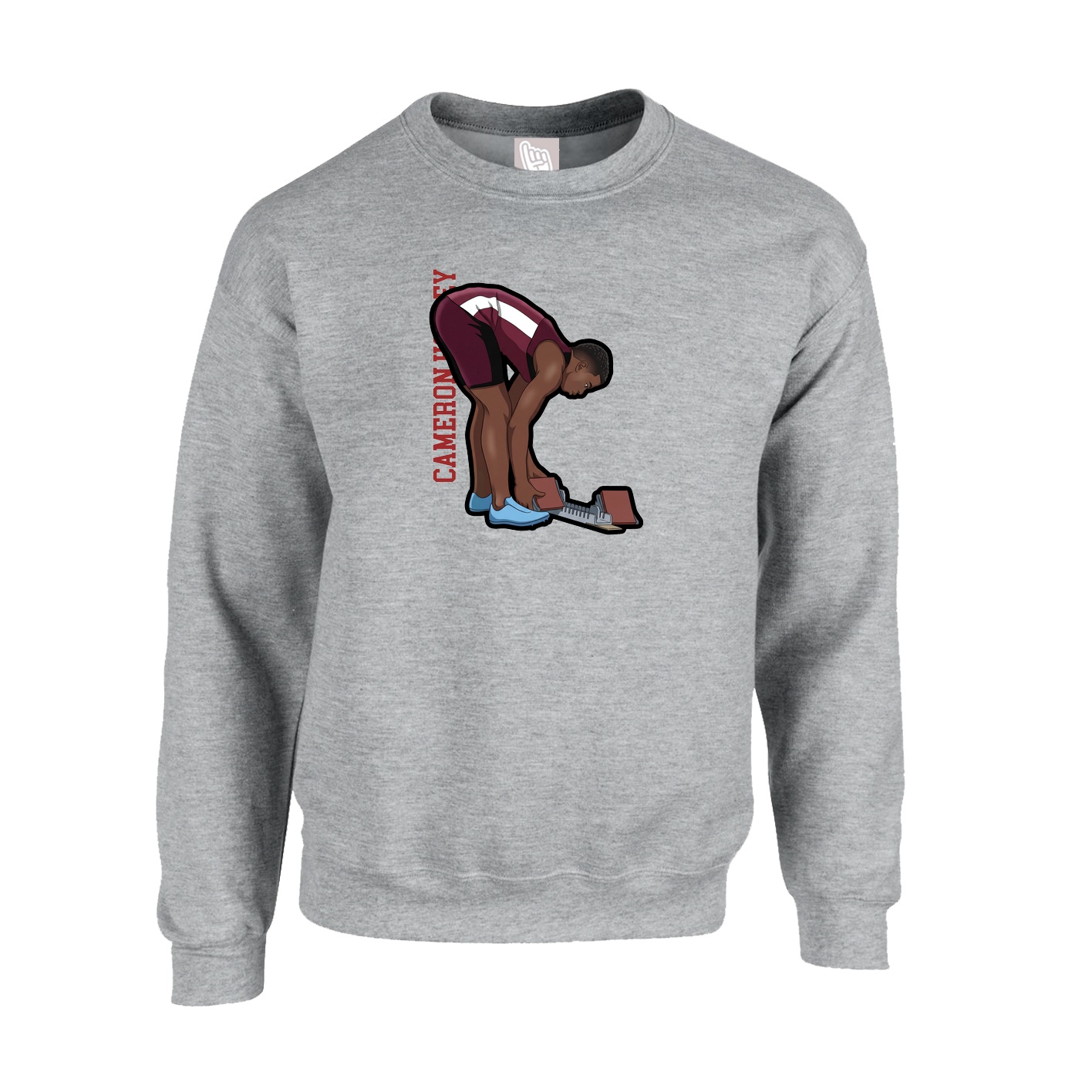 Fleece Crew — Name Vertical in Grey