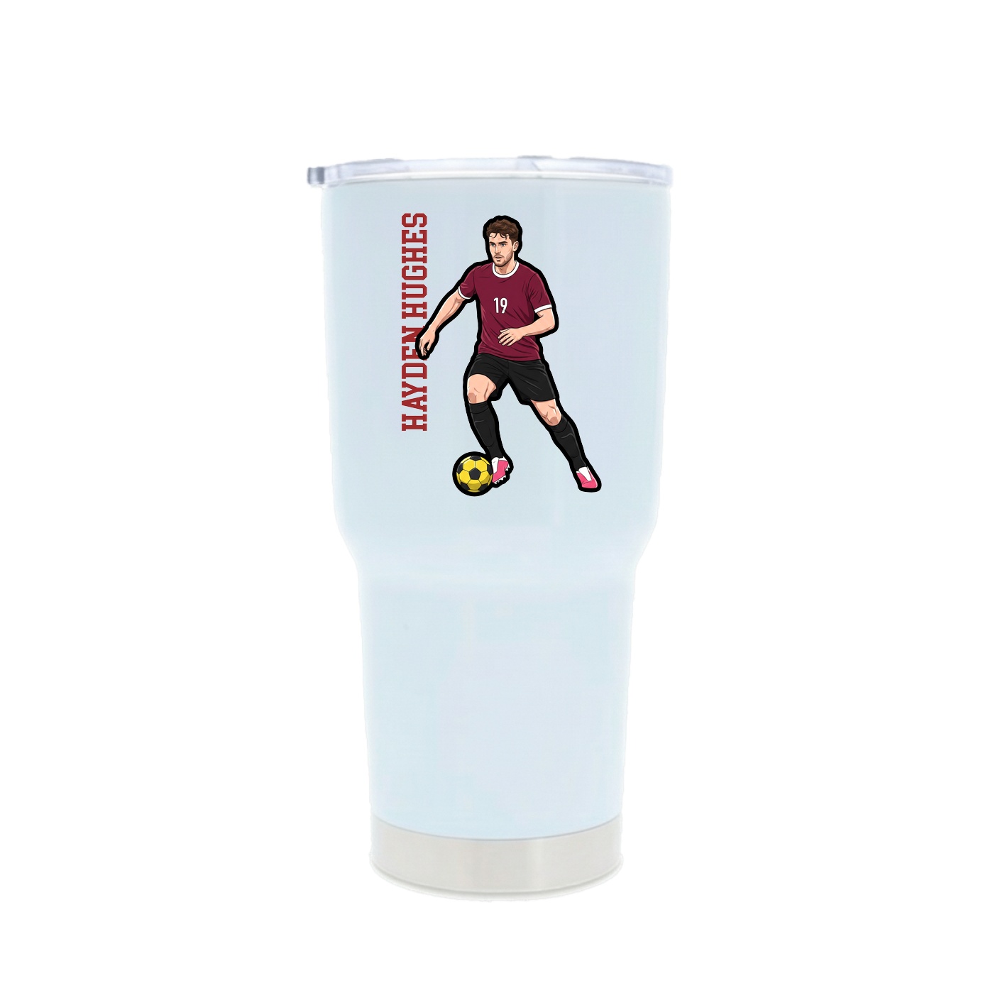 30oz Stainless Steel Tumbler — Name Vertical in White