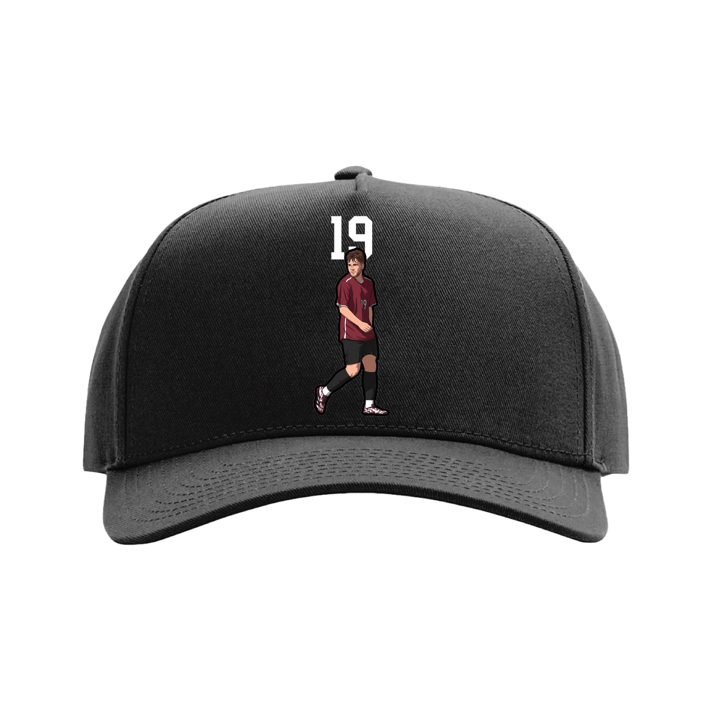 Full Fabric Five-Panel Champ Cap — Number Top in Black